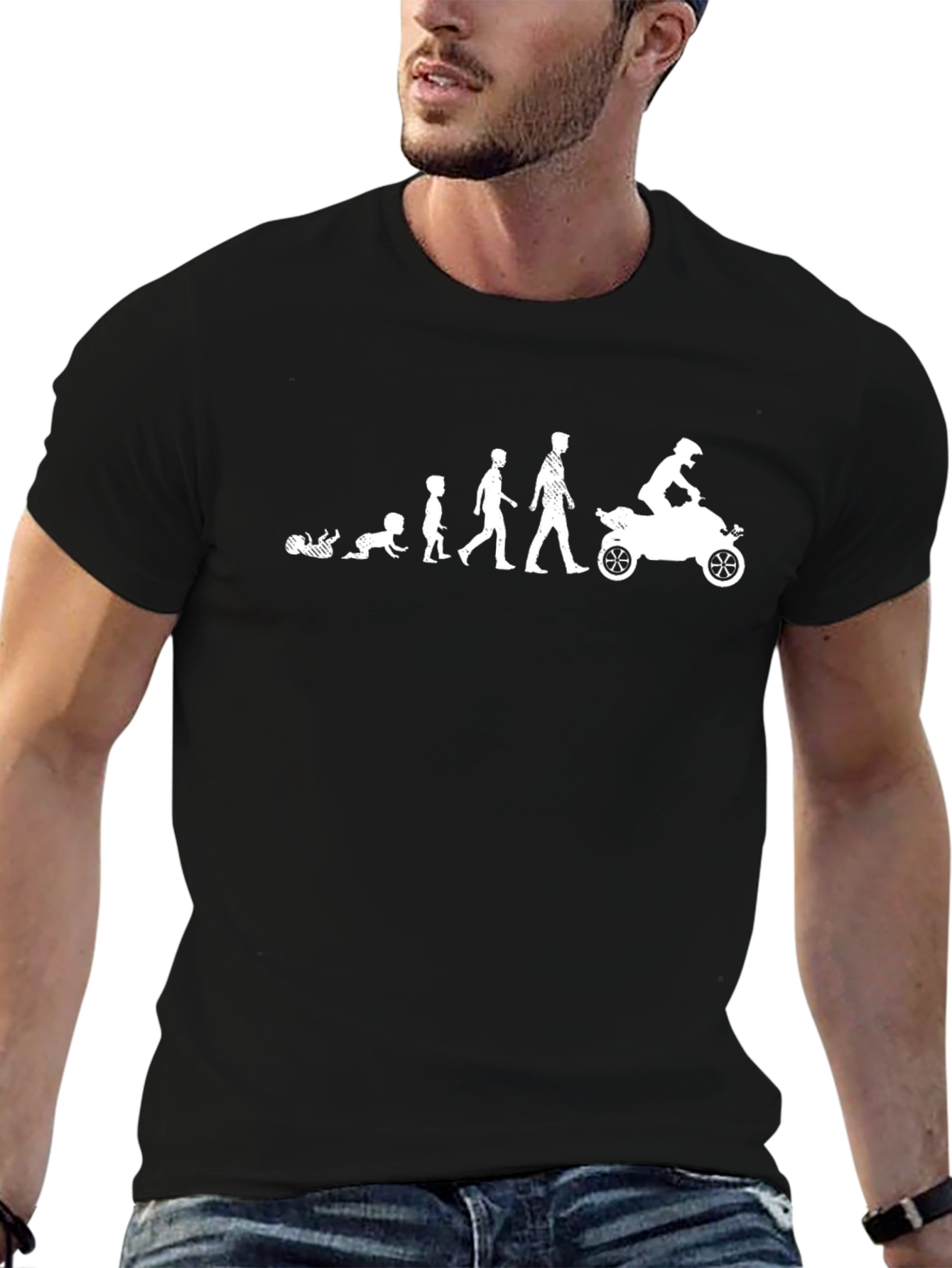 Black Evolution of a Rider Graphic T-Shirt view 6