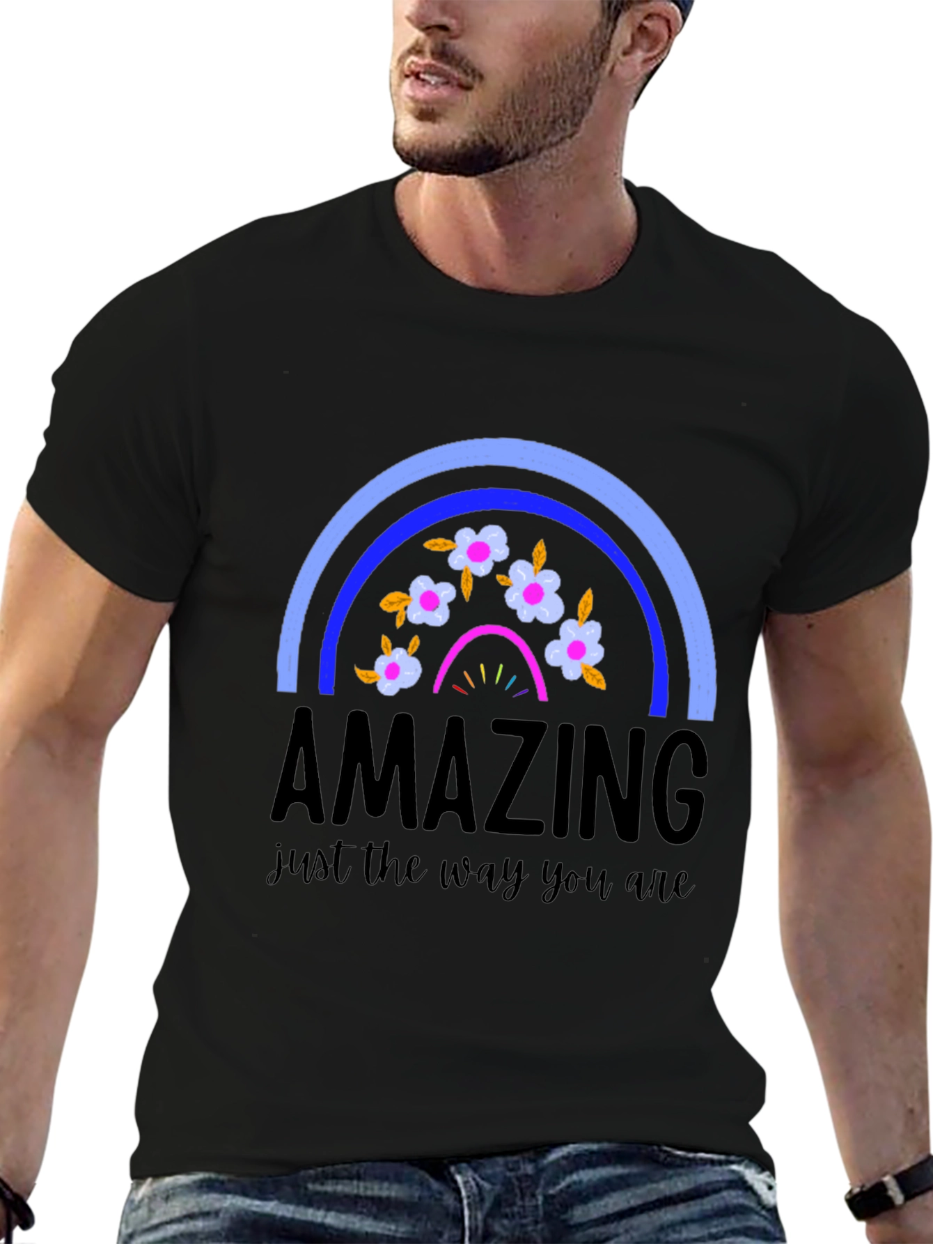 Black Amazing Rainbow Graphic T-Shirt view 6