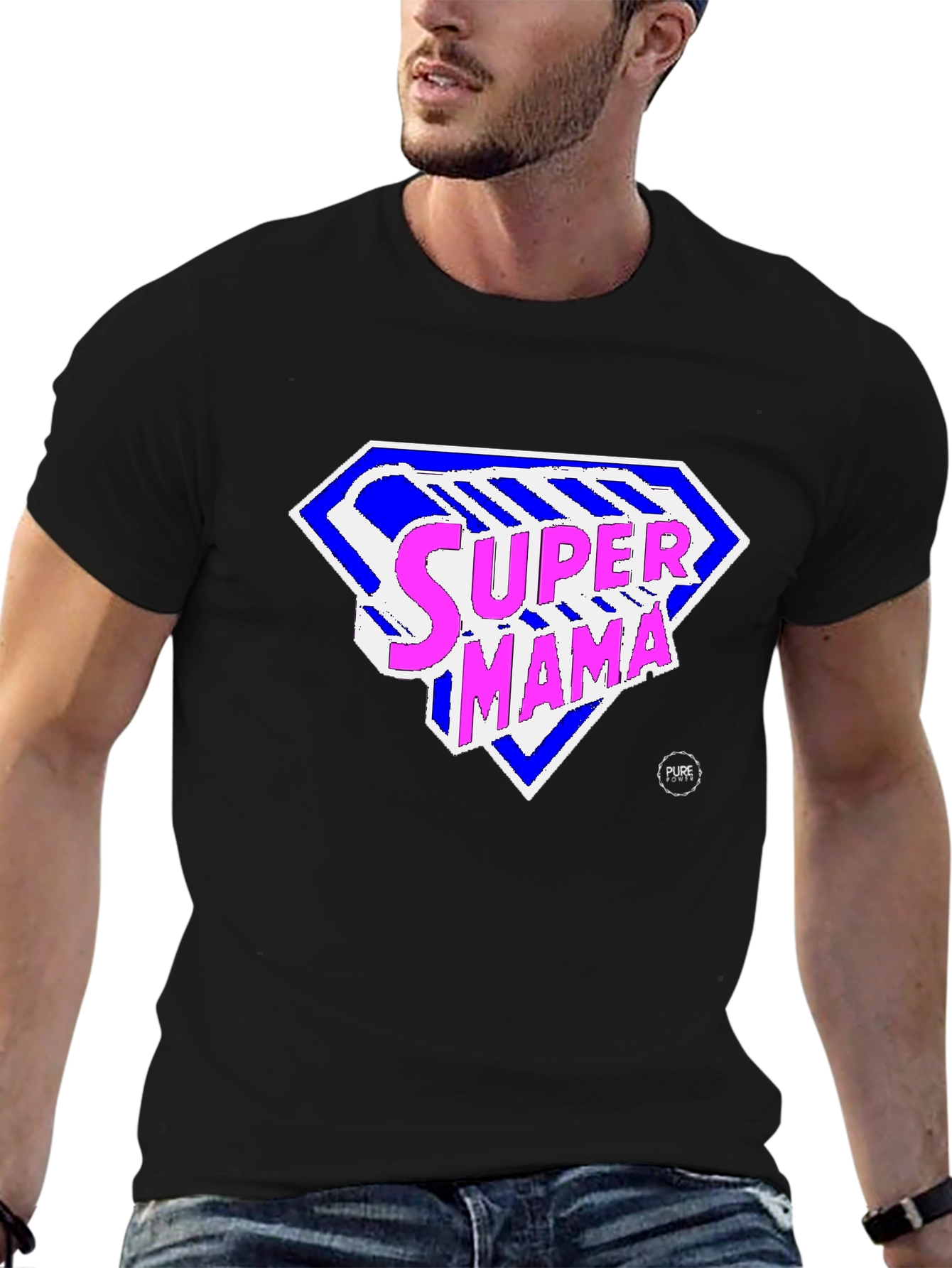 Black Super Mama Graphic Tee - Black T-Shirt for Moms view 6