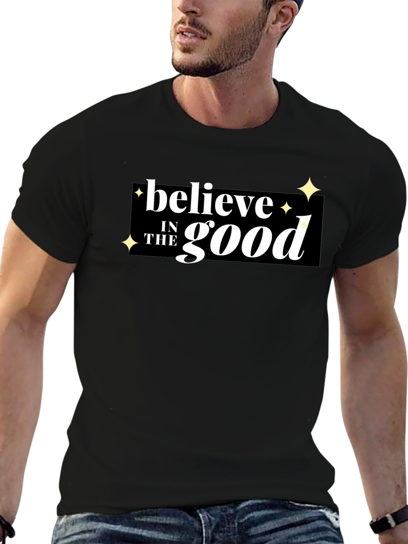 Black Believe in the Good Graphic T-Shirt view 6