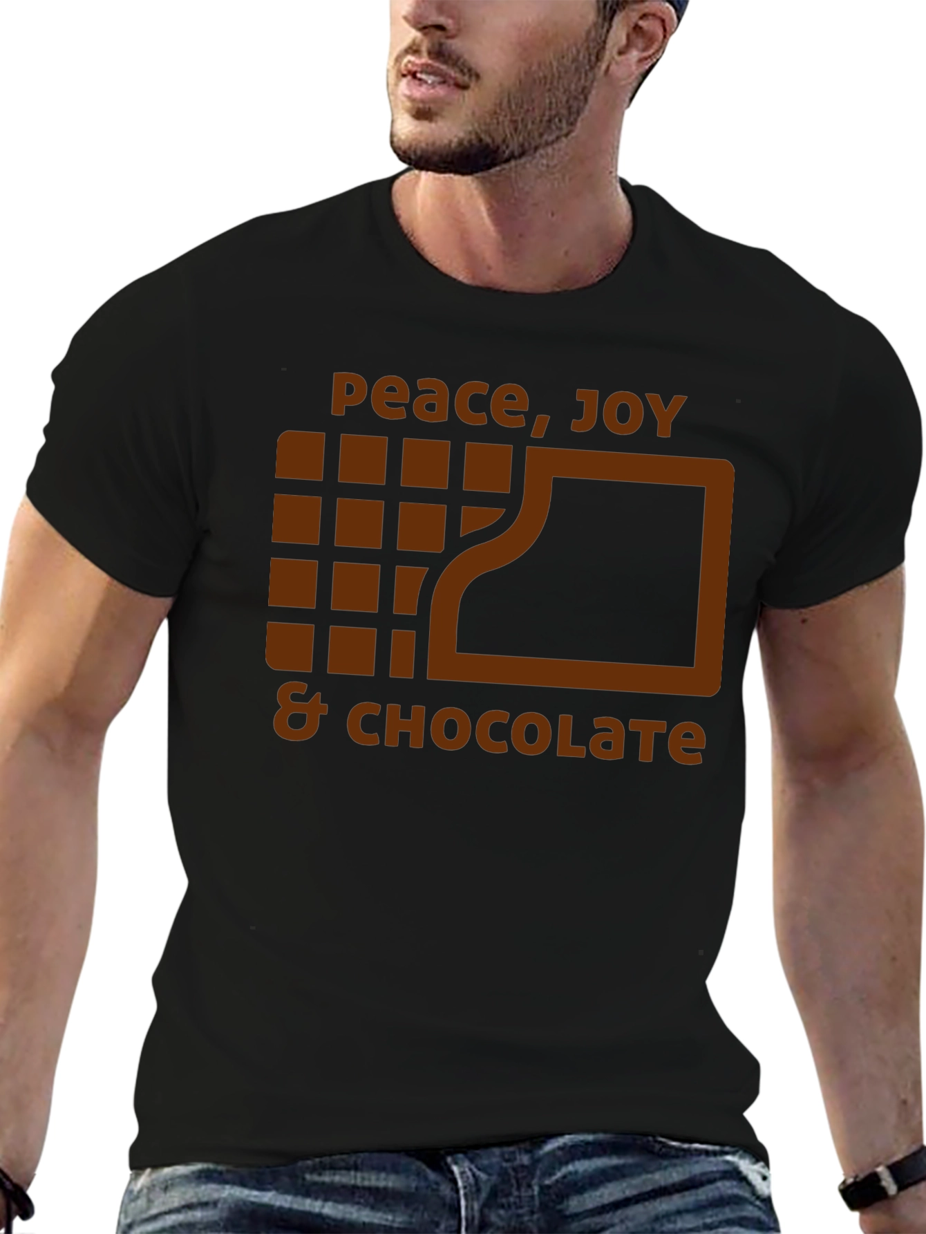 Black Peace, Joy, & Chocolate Graphic T-Shirt view 6