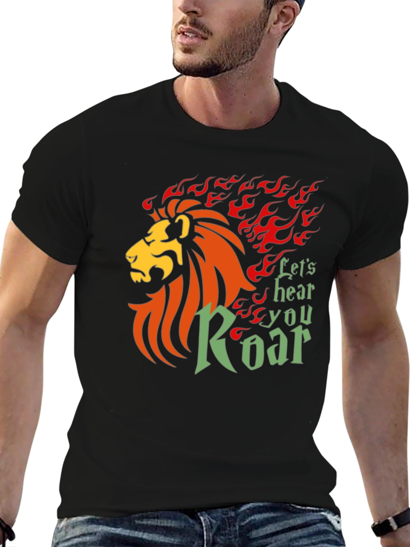 Black Lion Roar Graphic Tee - Bold Statement Shirt view 6