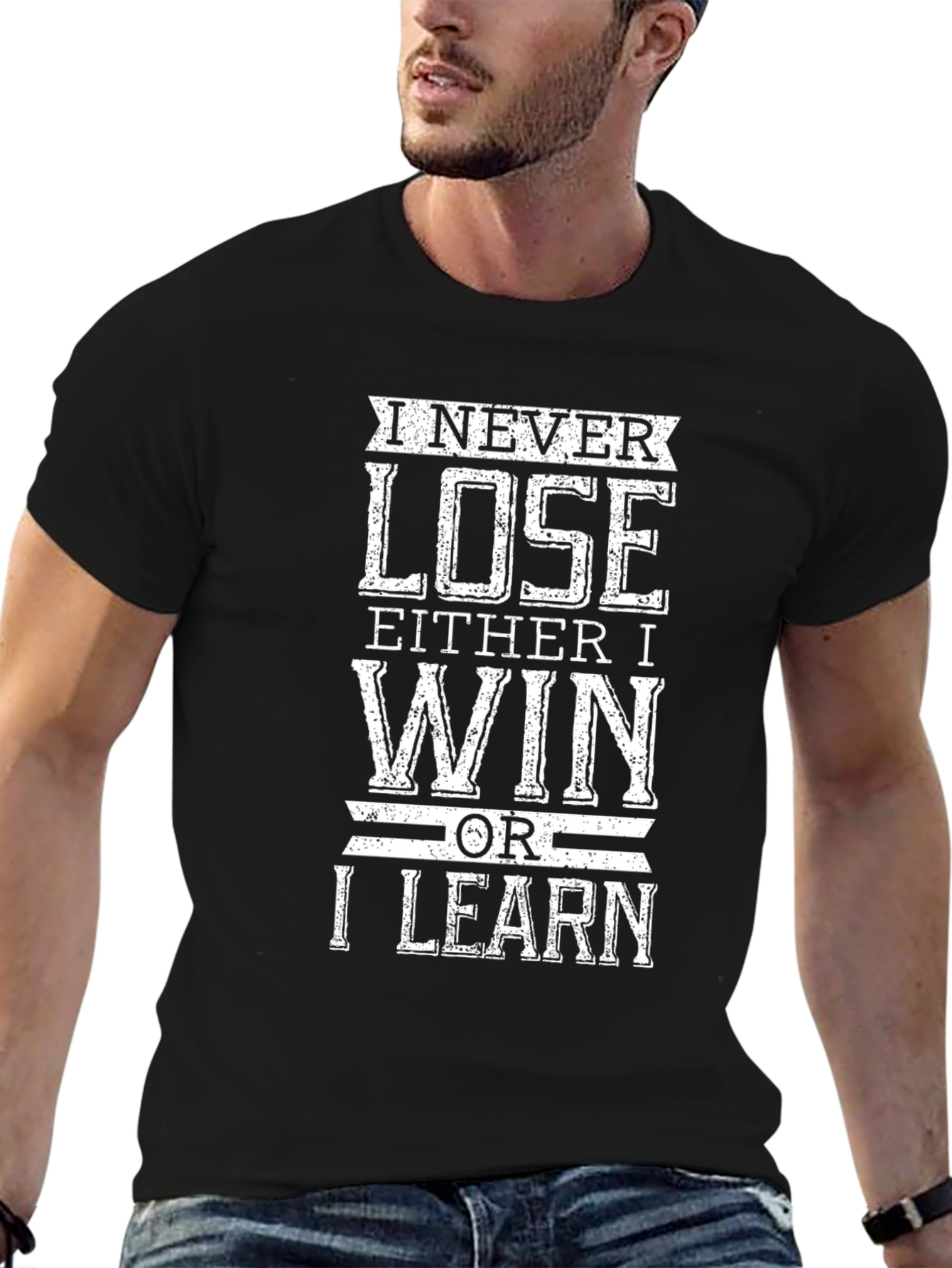 Black I Never Lose Either I Win Or I Learn Graphic T-Shirt view 6