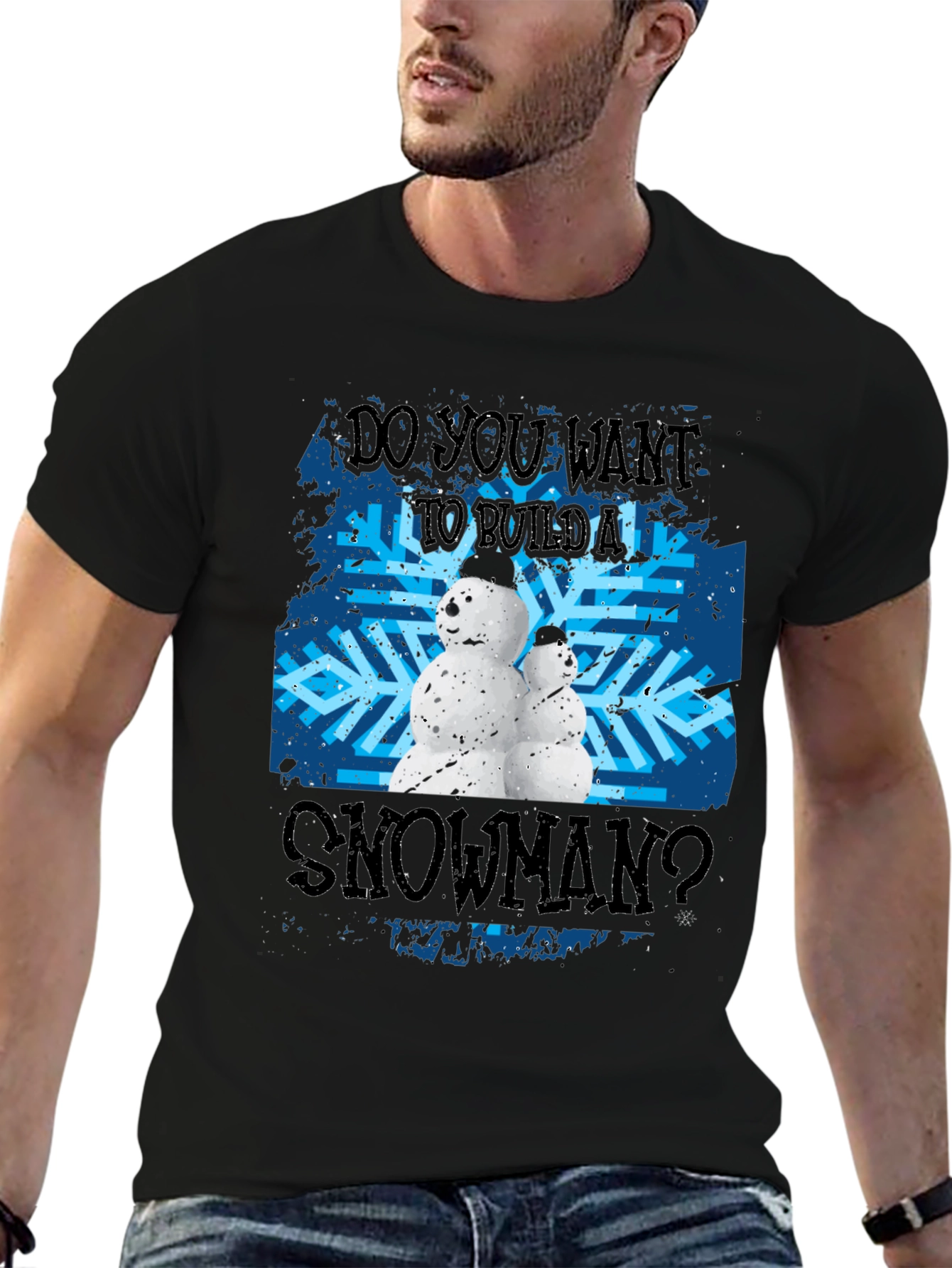 Black Do You Want To Build A Snowman Black T-Shirt view 6