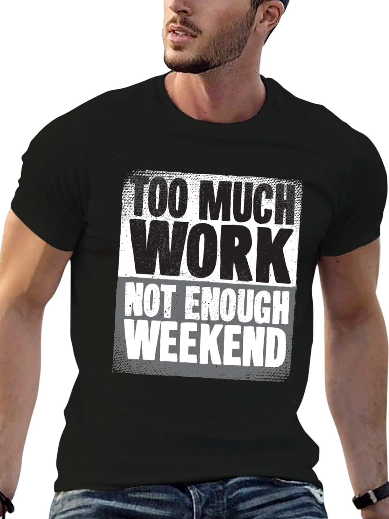 Black Too Much Work Graphic Tee - Weekend Humor view 6