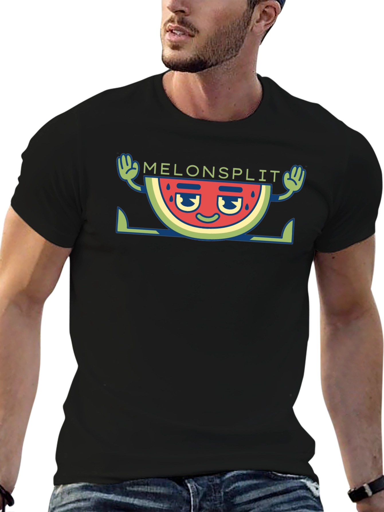 Black Melonsplit Graphic Tee - Cool Watermelon Design view 6