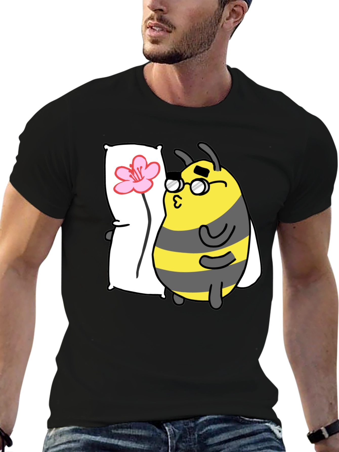 Black Bee with Pillow T-Shirt view 6