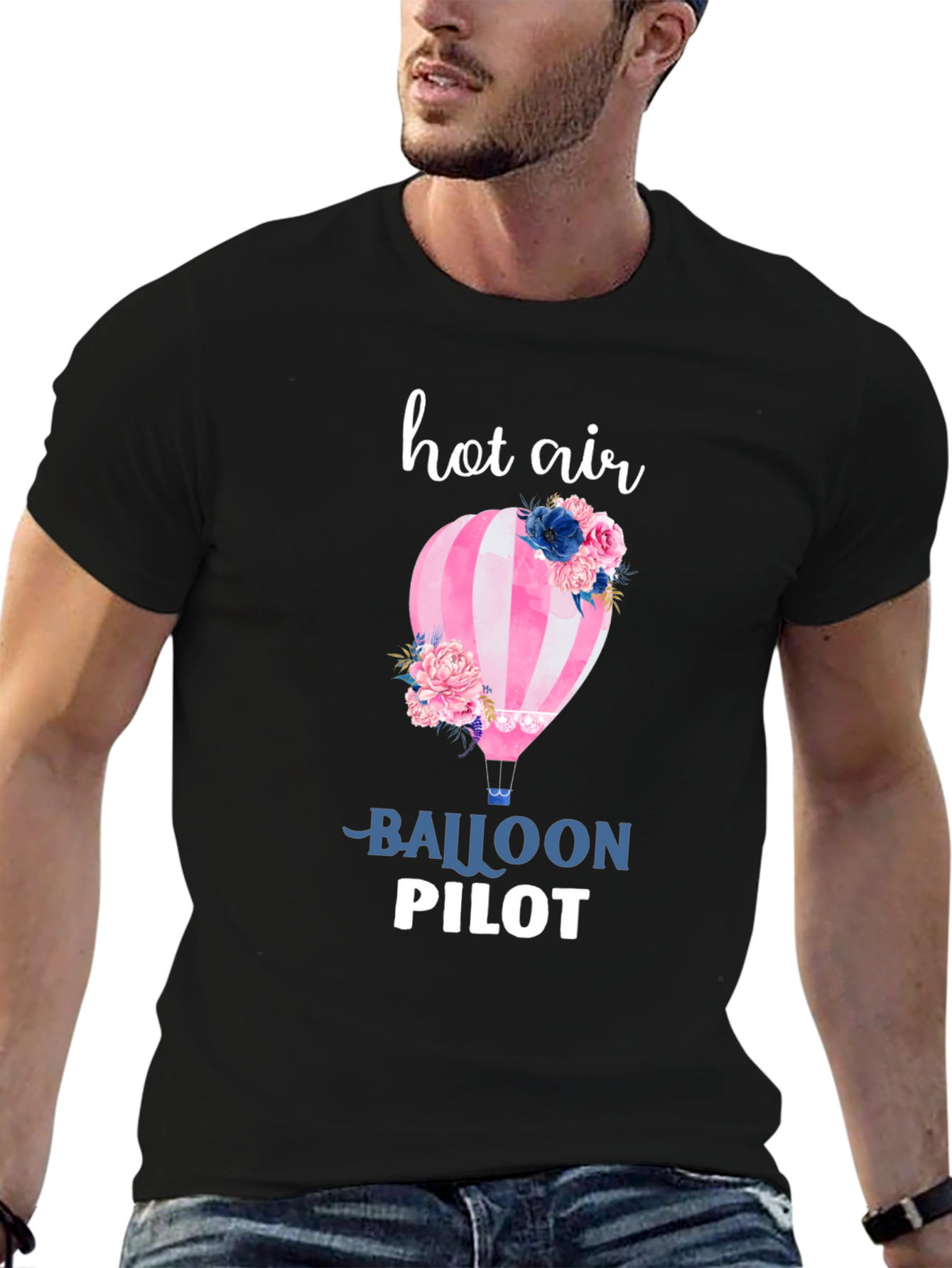 Black Hot Air Balloon Pilot Graphic Tee - Stylish Comfort view 6