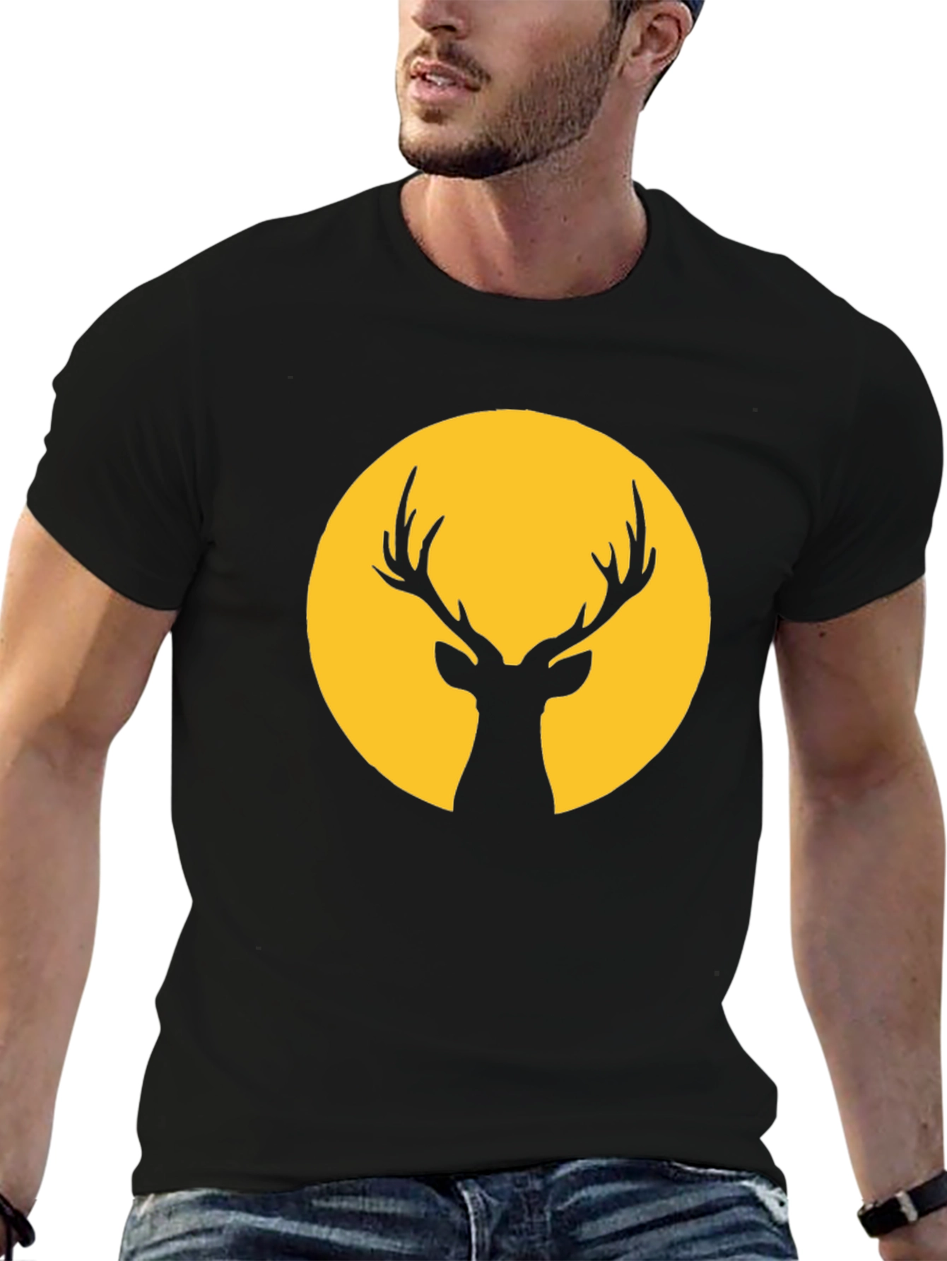 Black Deer Silhouette Graphic Tee view 6