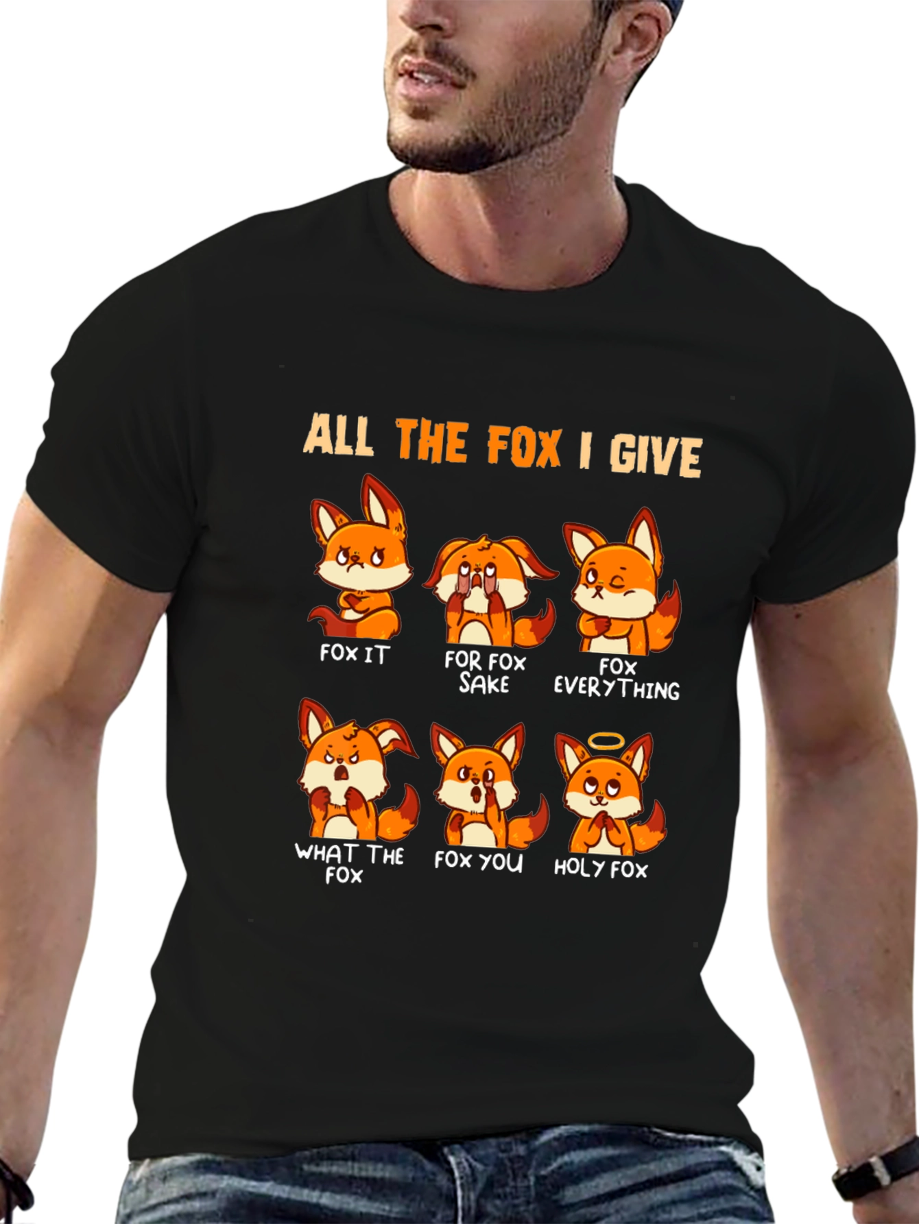 Black All the Fox I Give T-Shirt view 6