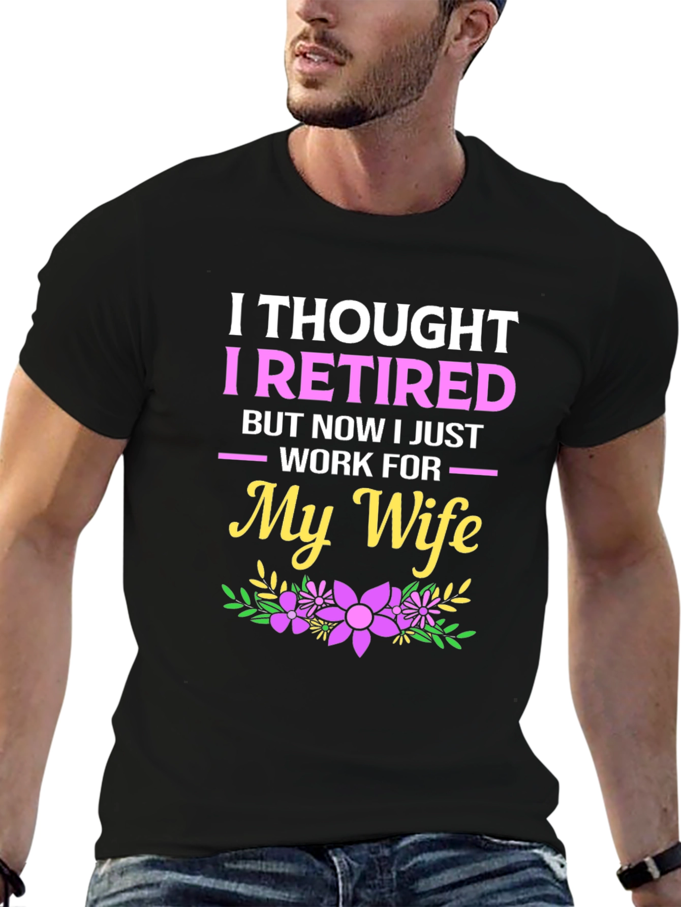 Black Retired Funny Graphic T-Shirt view 6