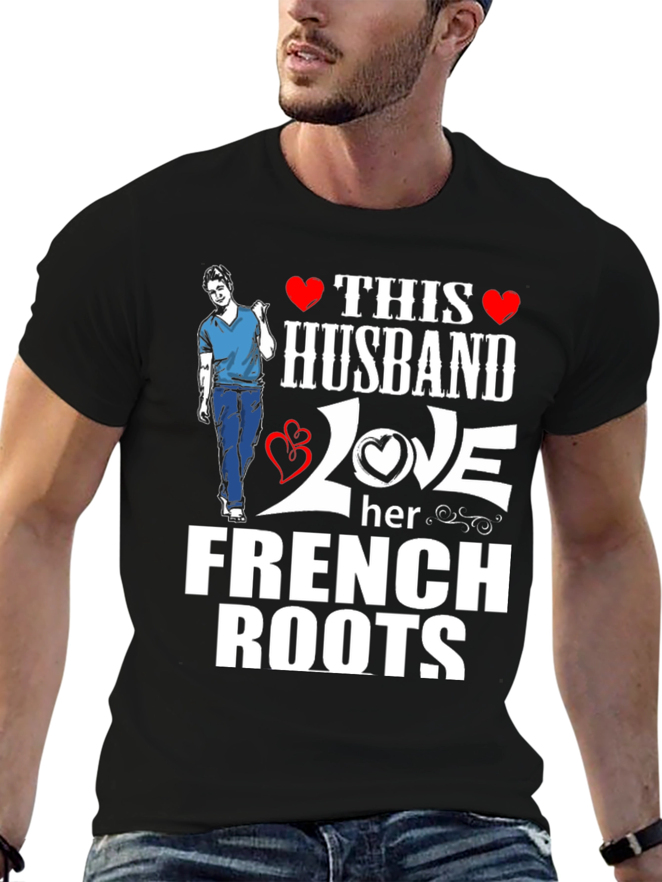 Black Husband Loves French Roots Graphic T-Shirt view 6