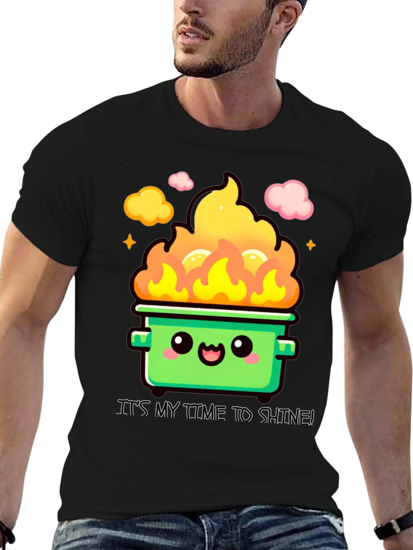 Black Dumpster Fire Time to Shine T-Shirt view 6