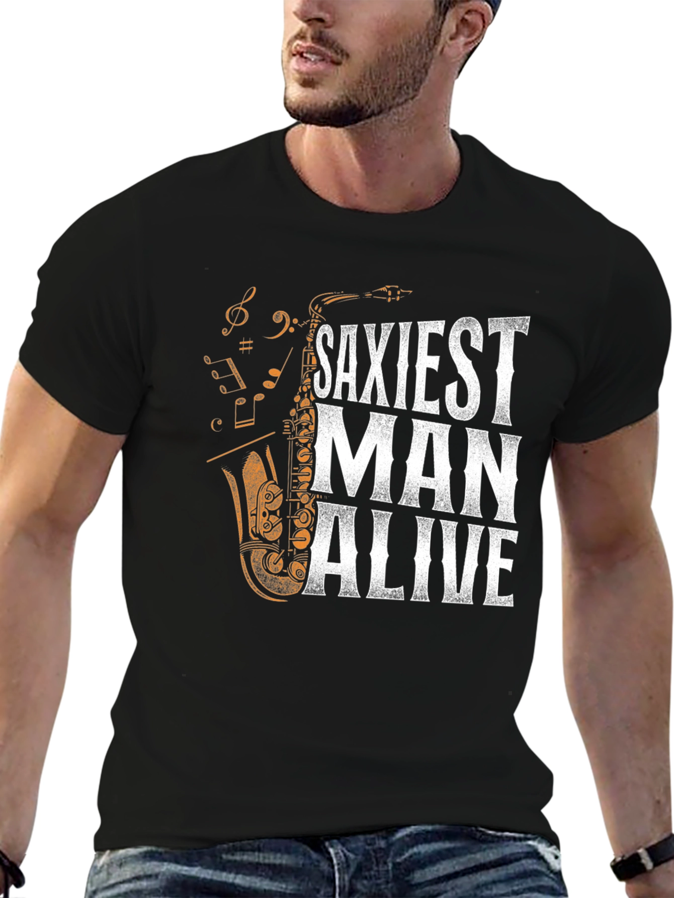 Black Saxiest Man Alive Graphic T-Shirt - Black view 6