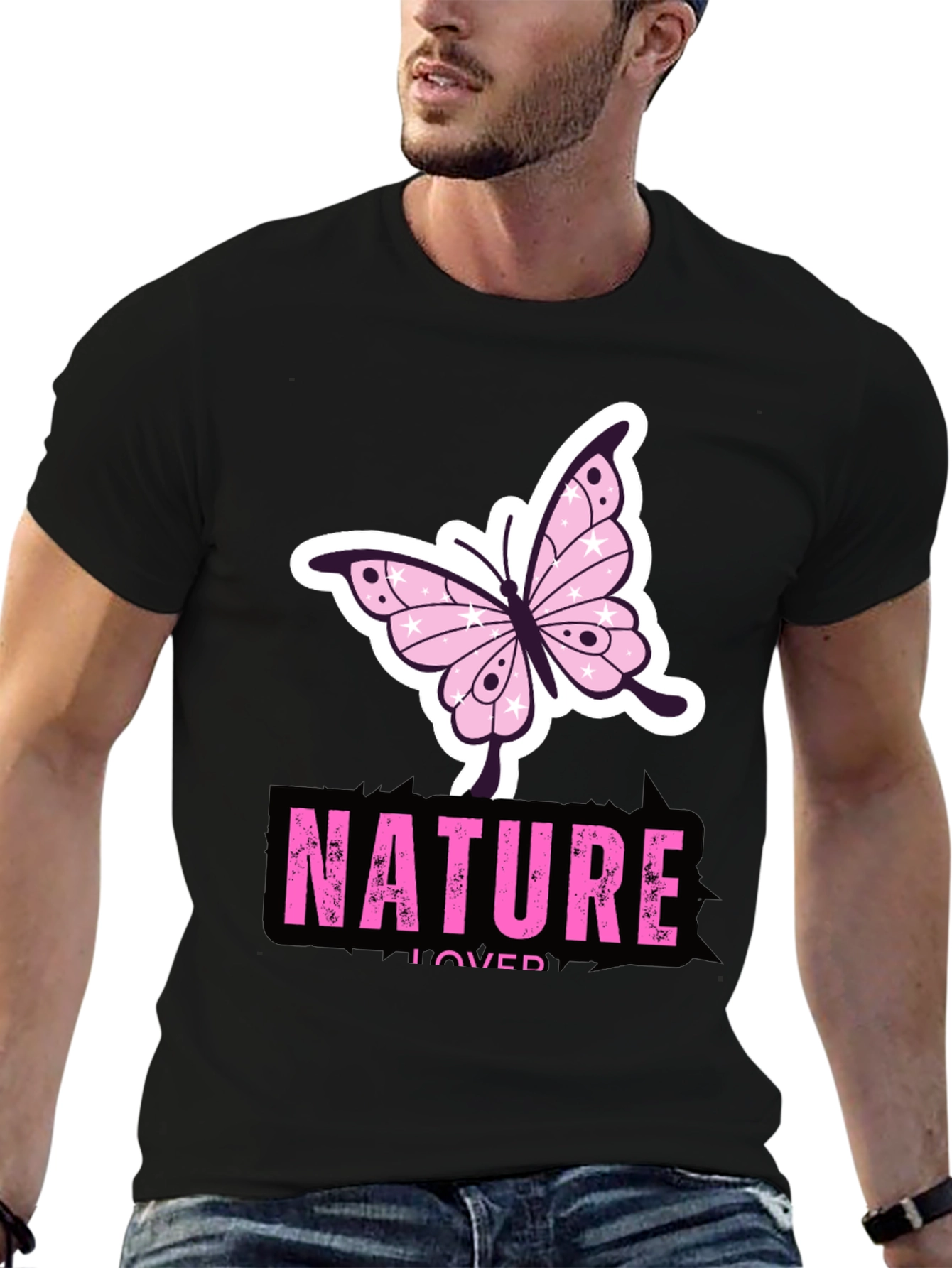 Black Nature Lover Butterfly Graphic T-Shirt view 6