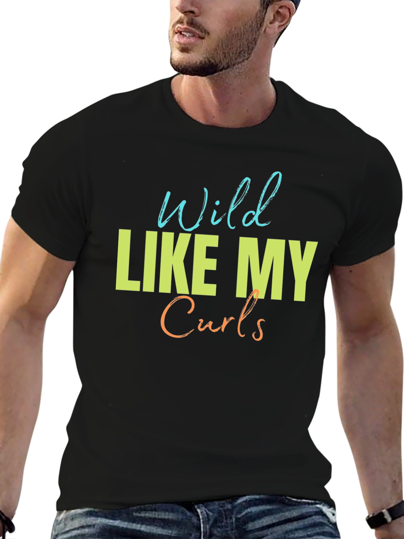 Black Wild Like My Curls T-Shirt - Fun Graphic Tee view 6