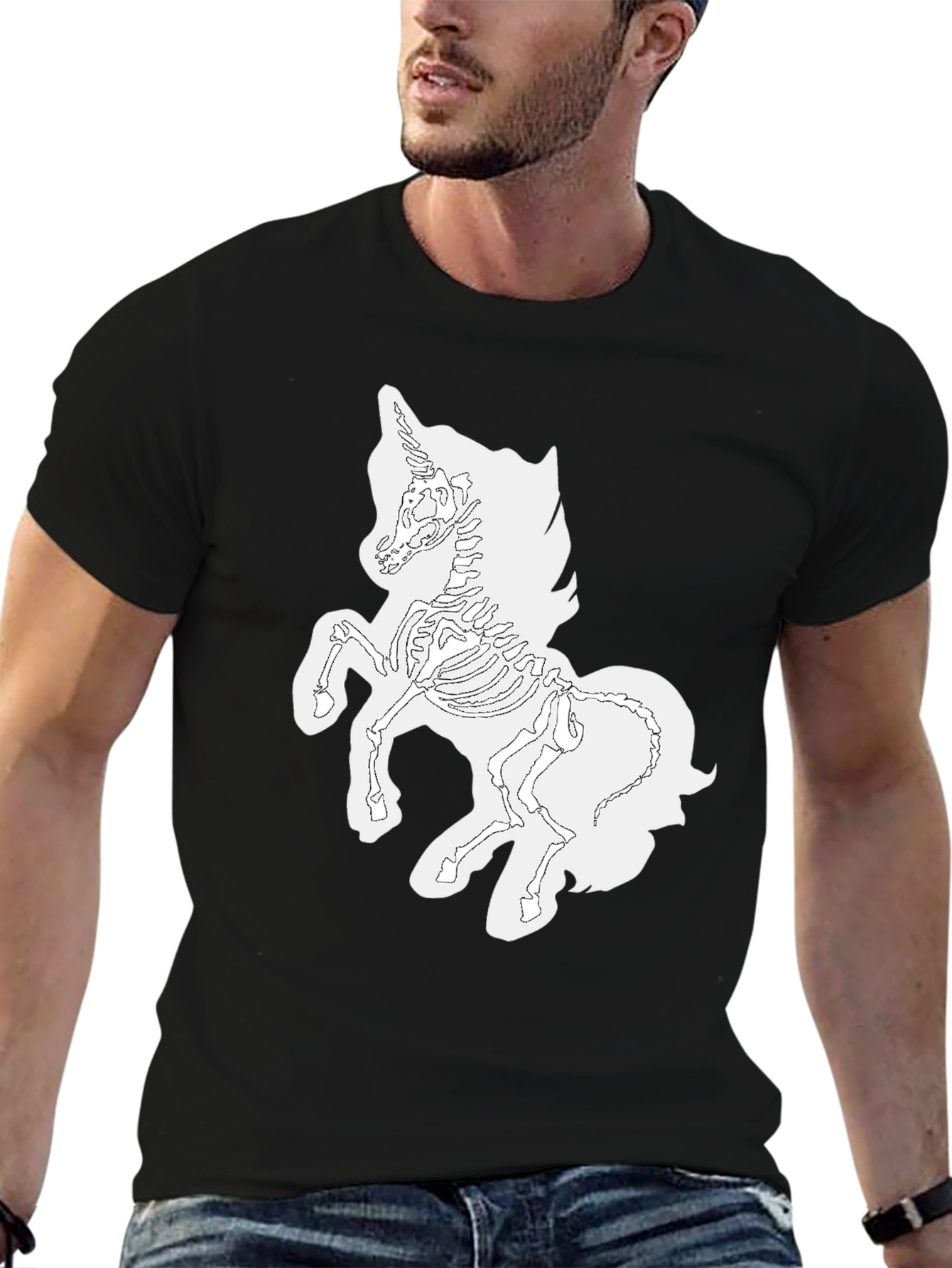 Black Unicorn Skeleton Graphic Tee - Black T-Shirt view 6