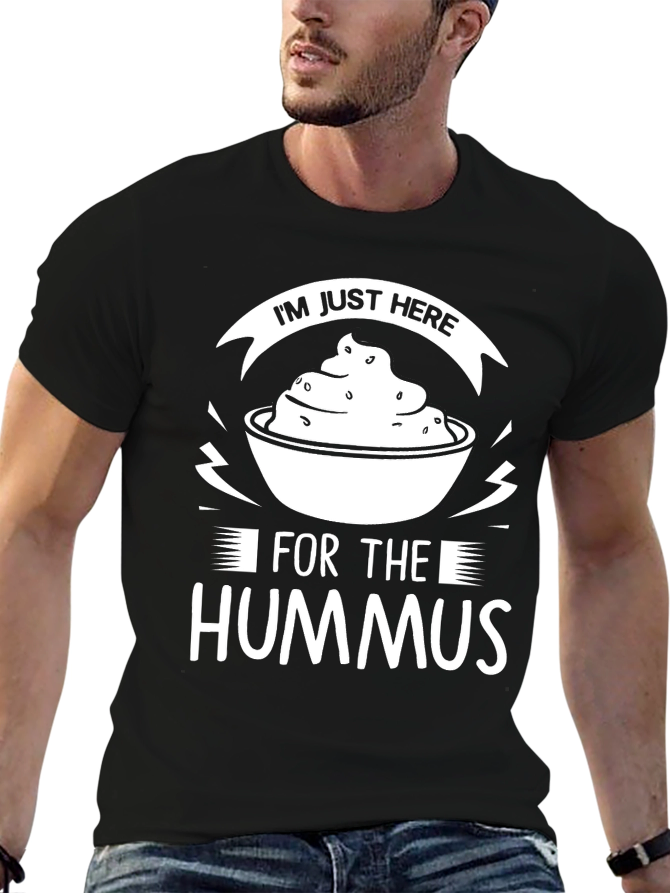 Black Hummus Lover T-Shirt - Funny Foodie Tee view 6