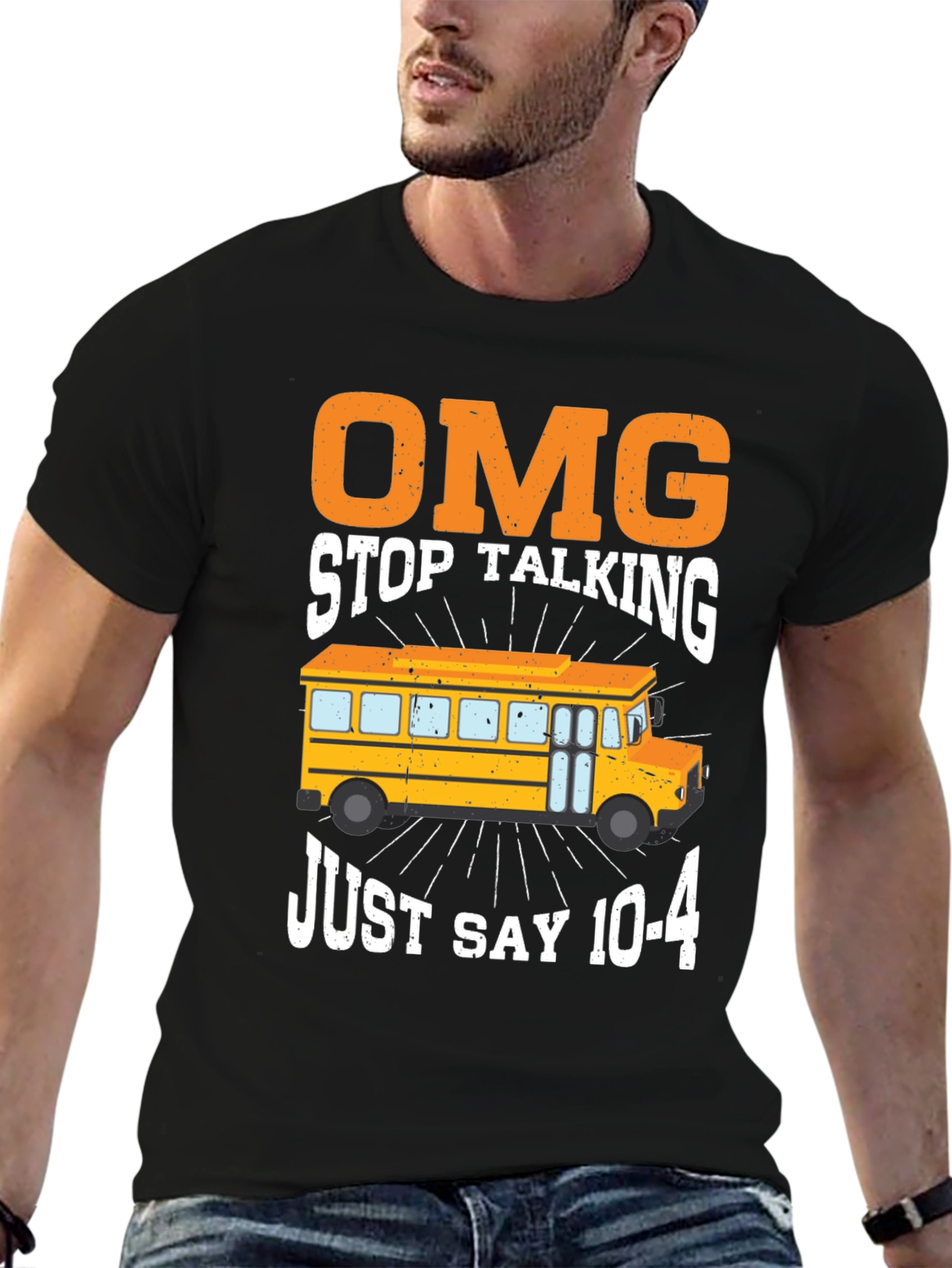 Black Funny School Bus Driver T-Shirt: OMG Just Say 10-4 view 6