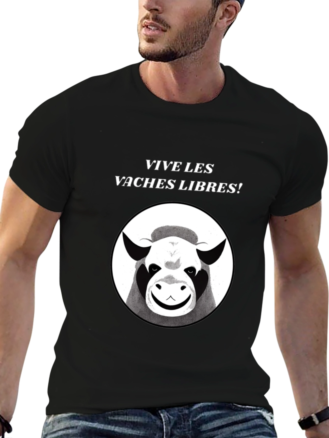 Black Vive Les Vaches Libres! Graphic Tee view 6