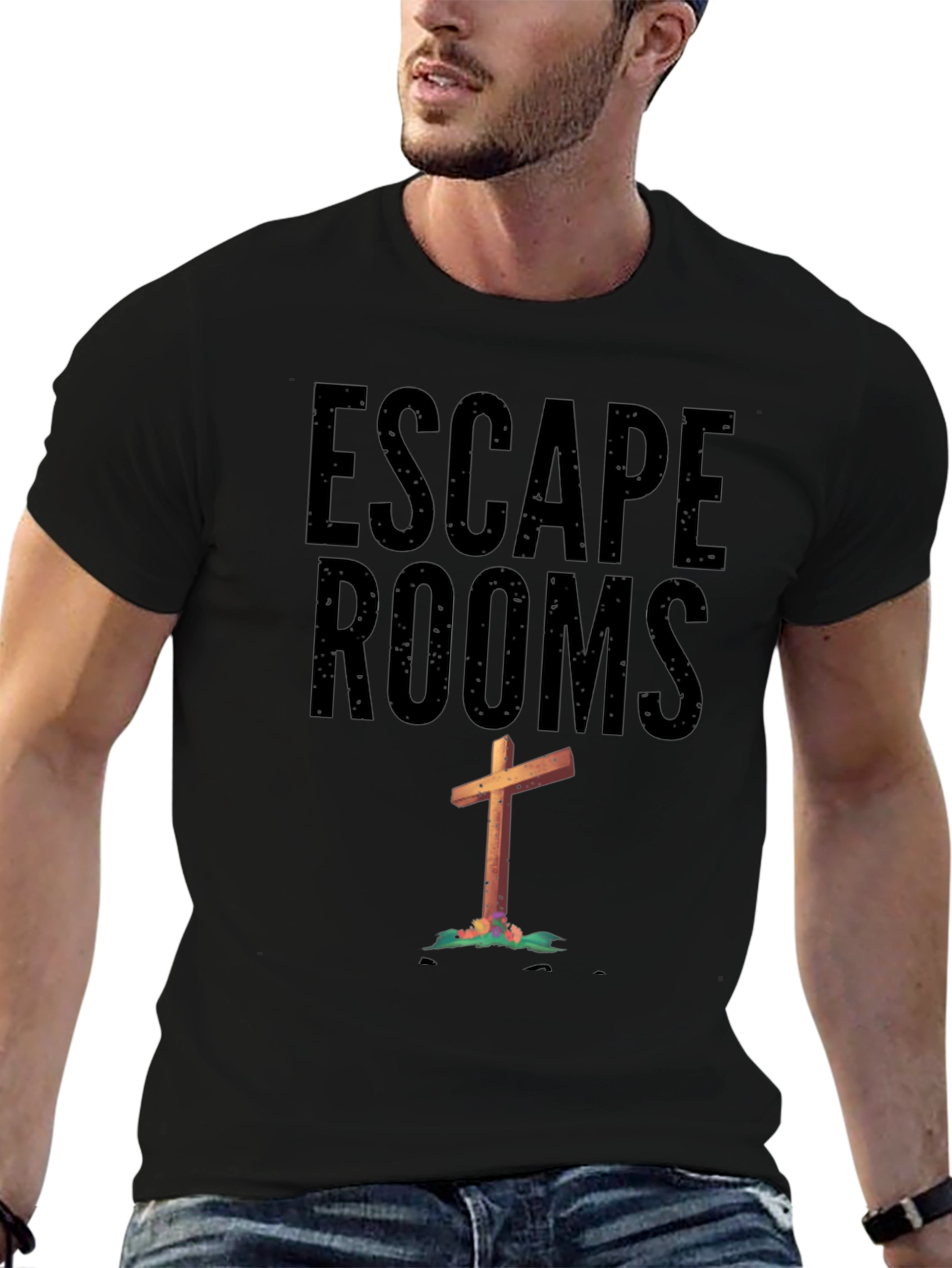 Black Escape Rooms Cross Graphic Tee view 6
