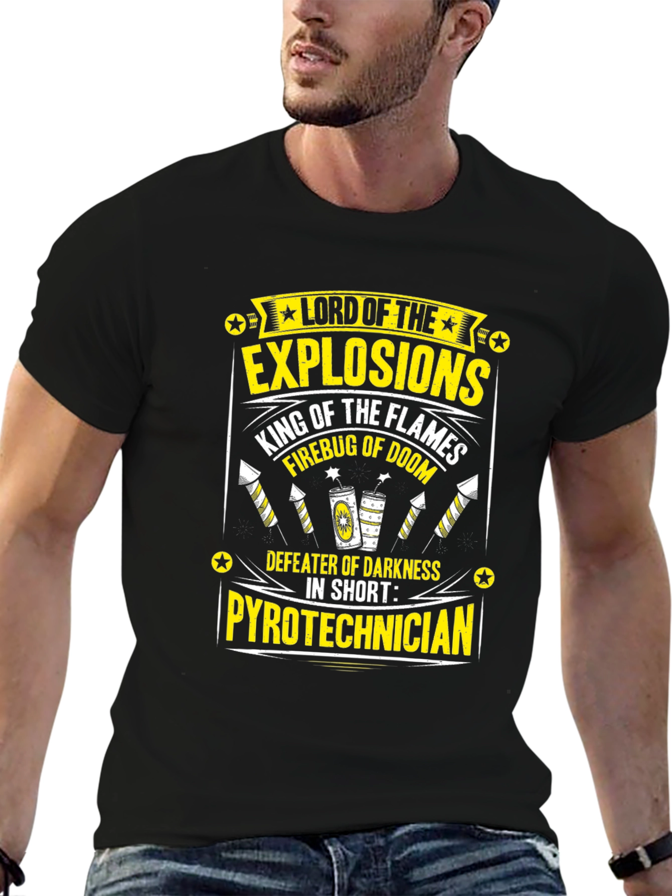Black Lord of Explosions Pyrotechnician T-Shirt view 6
