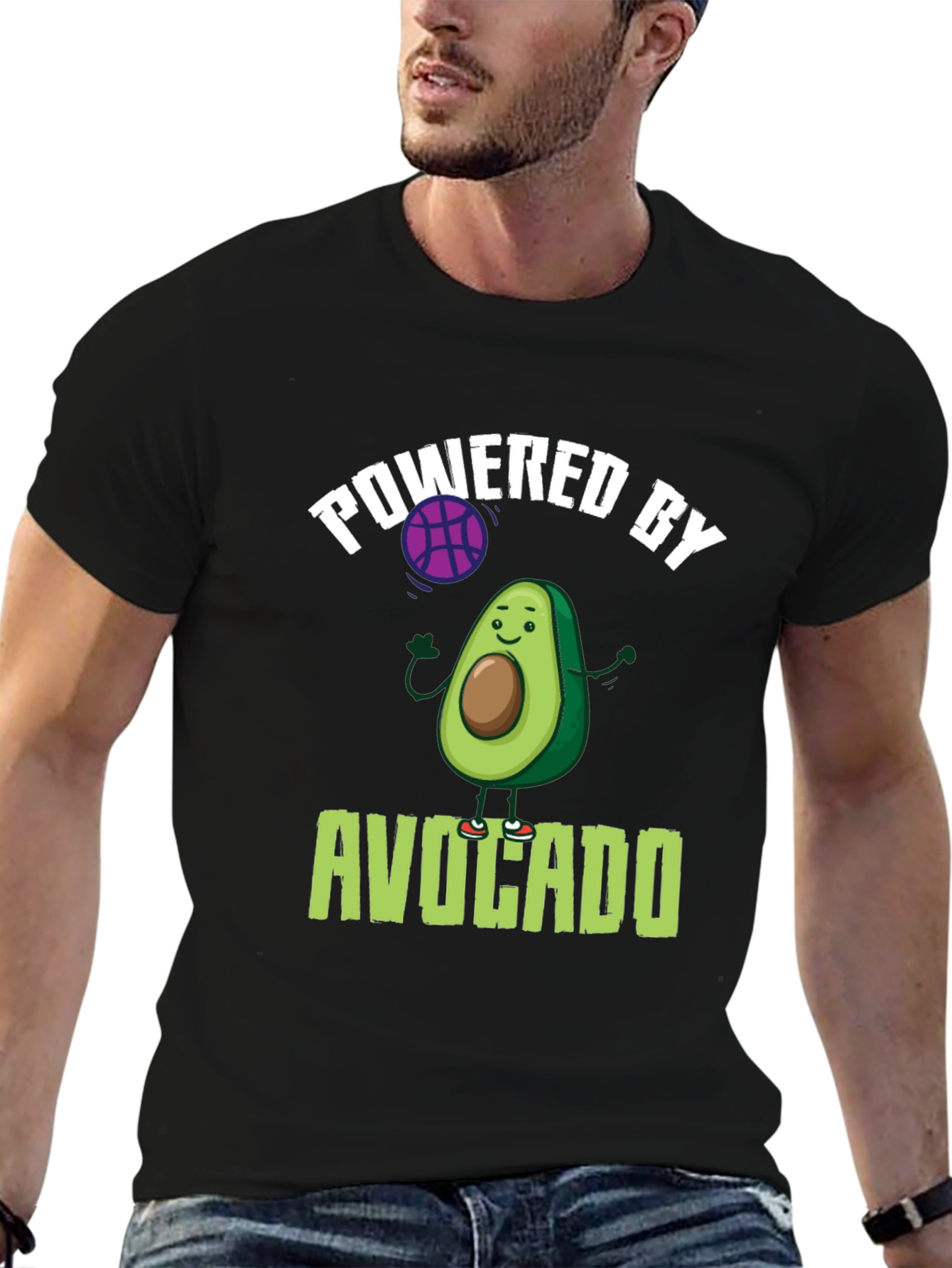 Black Powered by Avocado Black T-Shirt view 6