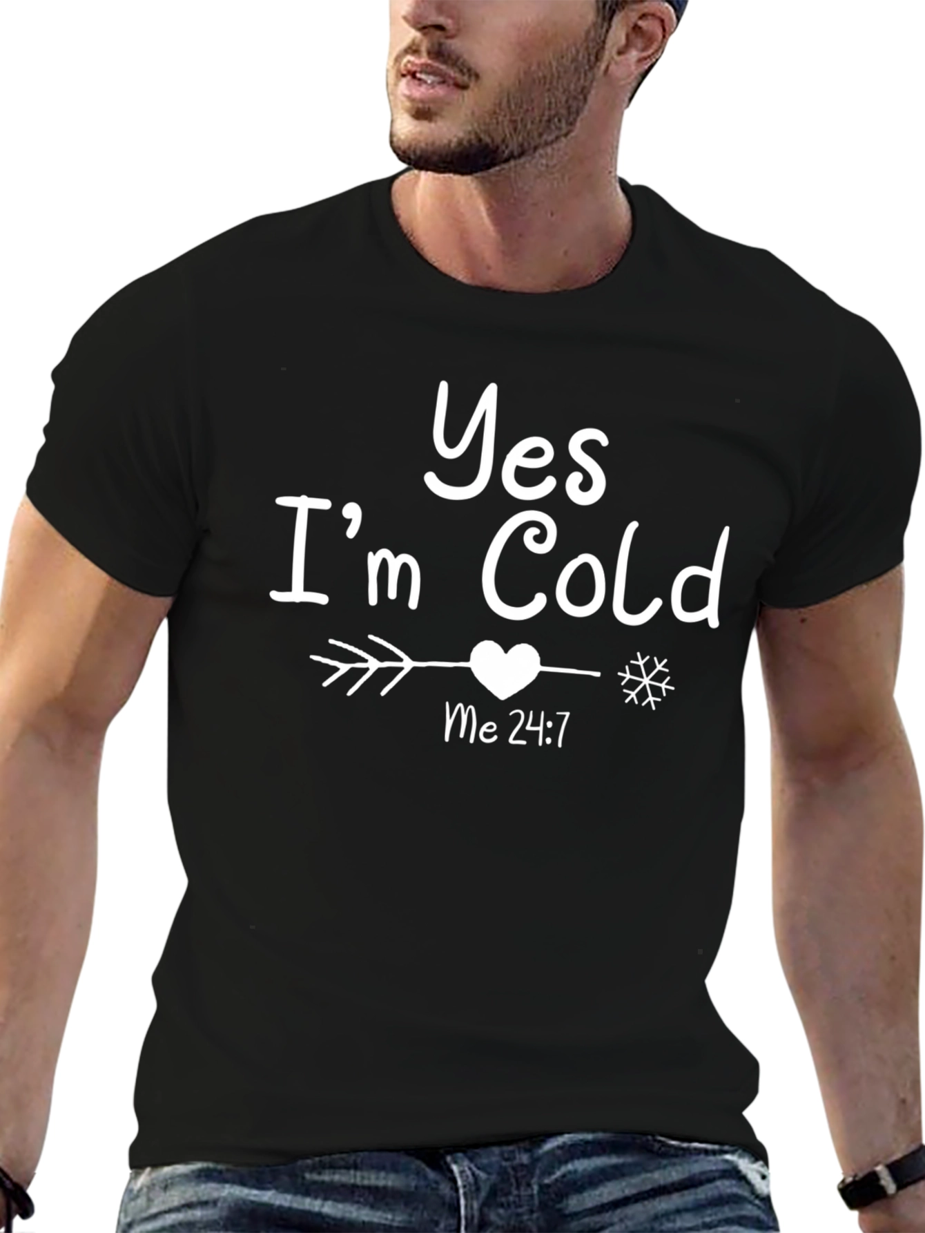 Black Yes I'm Cold T-Shirt - Cute Winter Apparel view 6