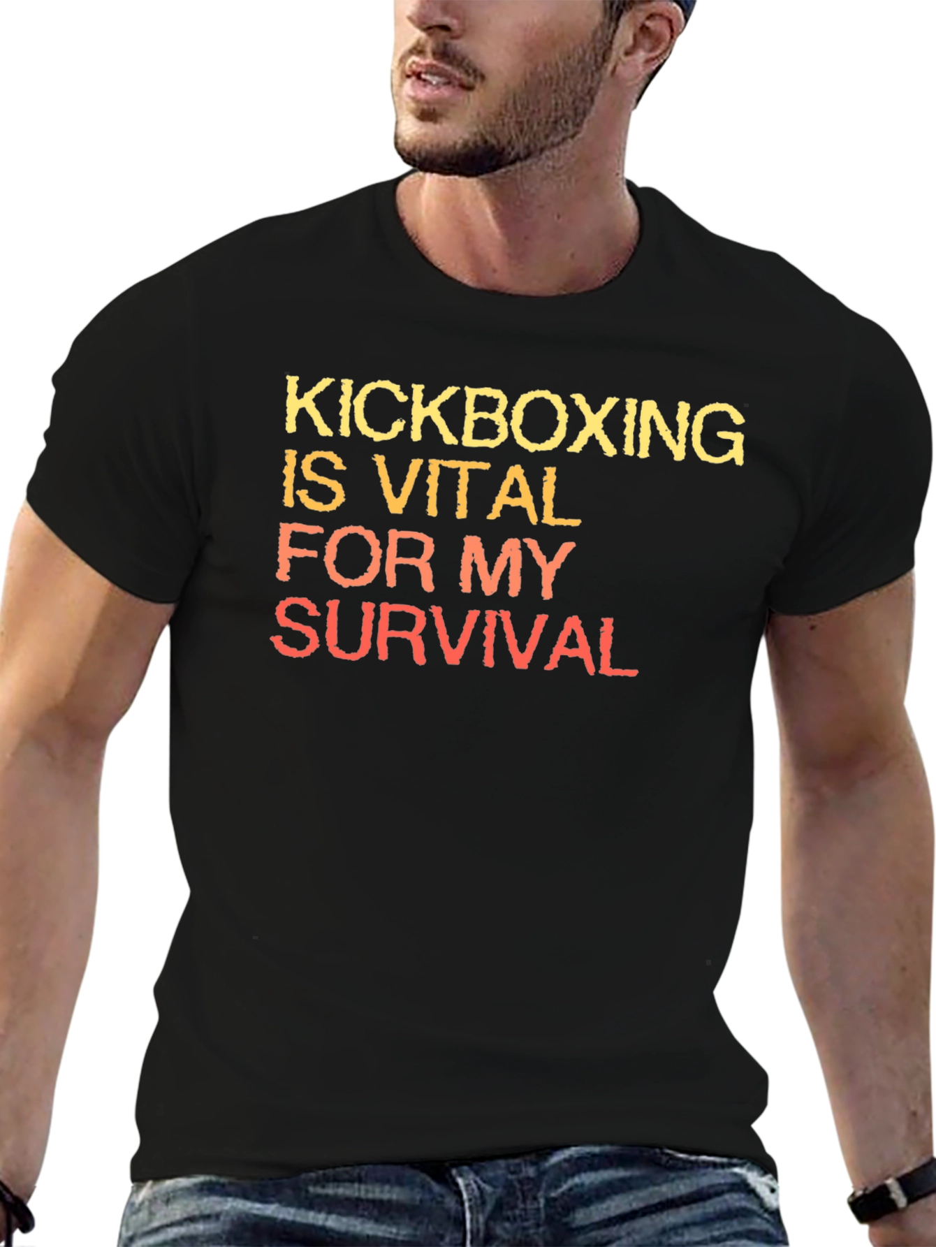 Black Kickboxing Vital For My Survival T-Shirt view 6