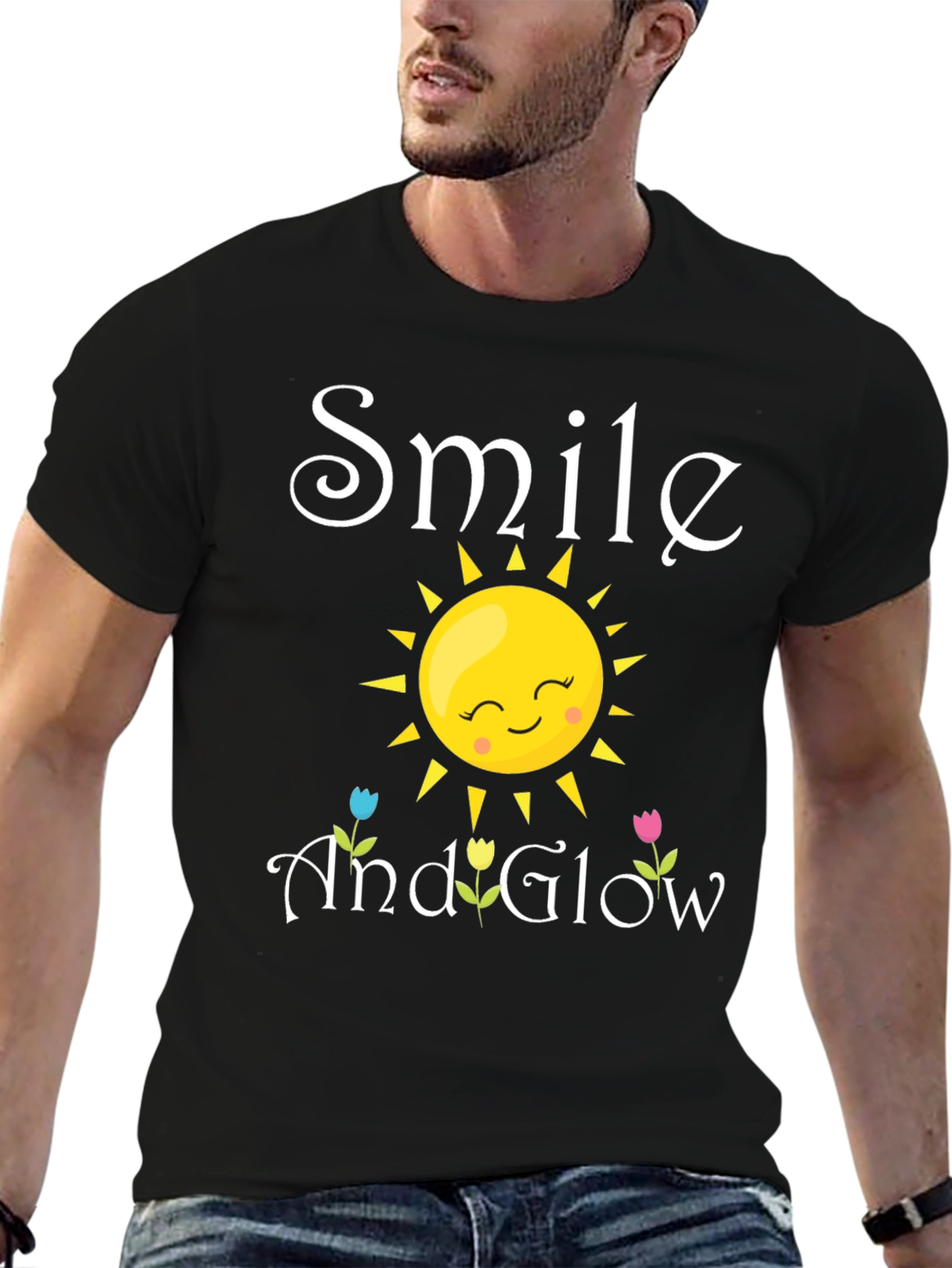 Black Smile and Glow Graphic Tee - Black view 6