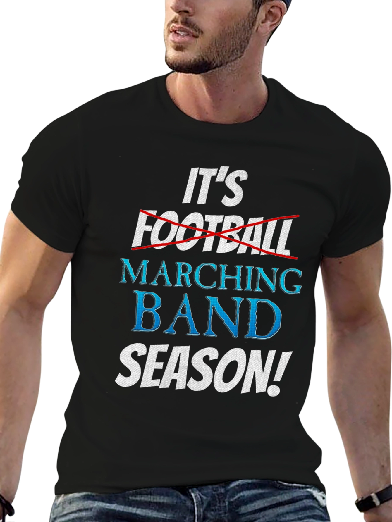 Black Marching Band Season T-Shirt - It's Not Football! view 6