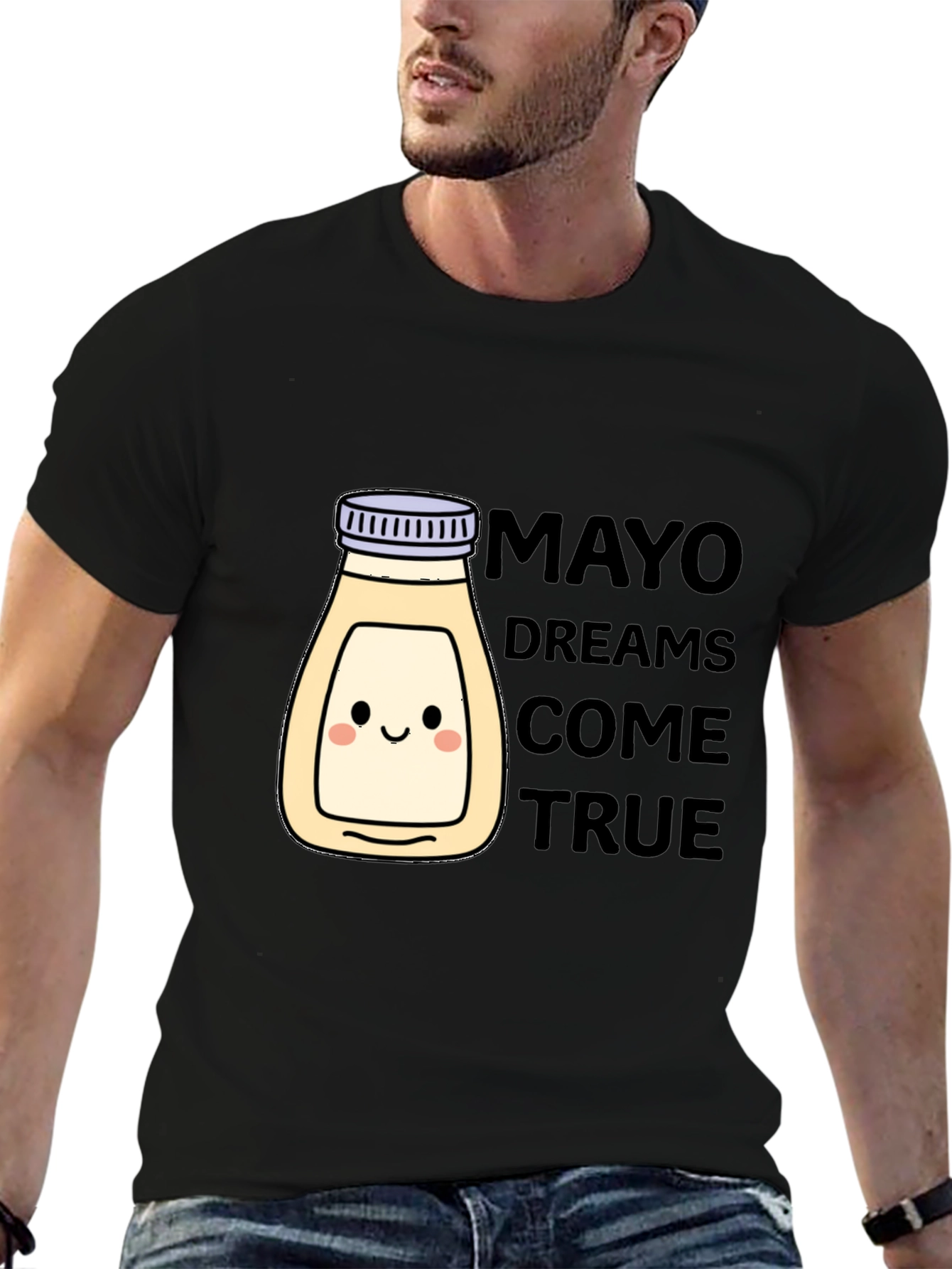 Black Mayonnaise Dreams T-Shirt - Black Crew Neck Graphic Tee view 6