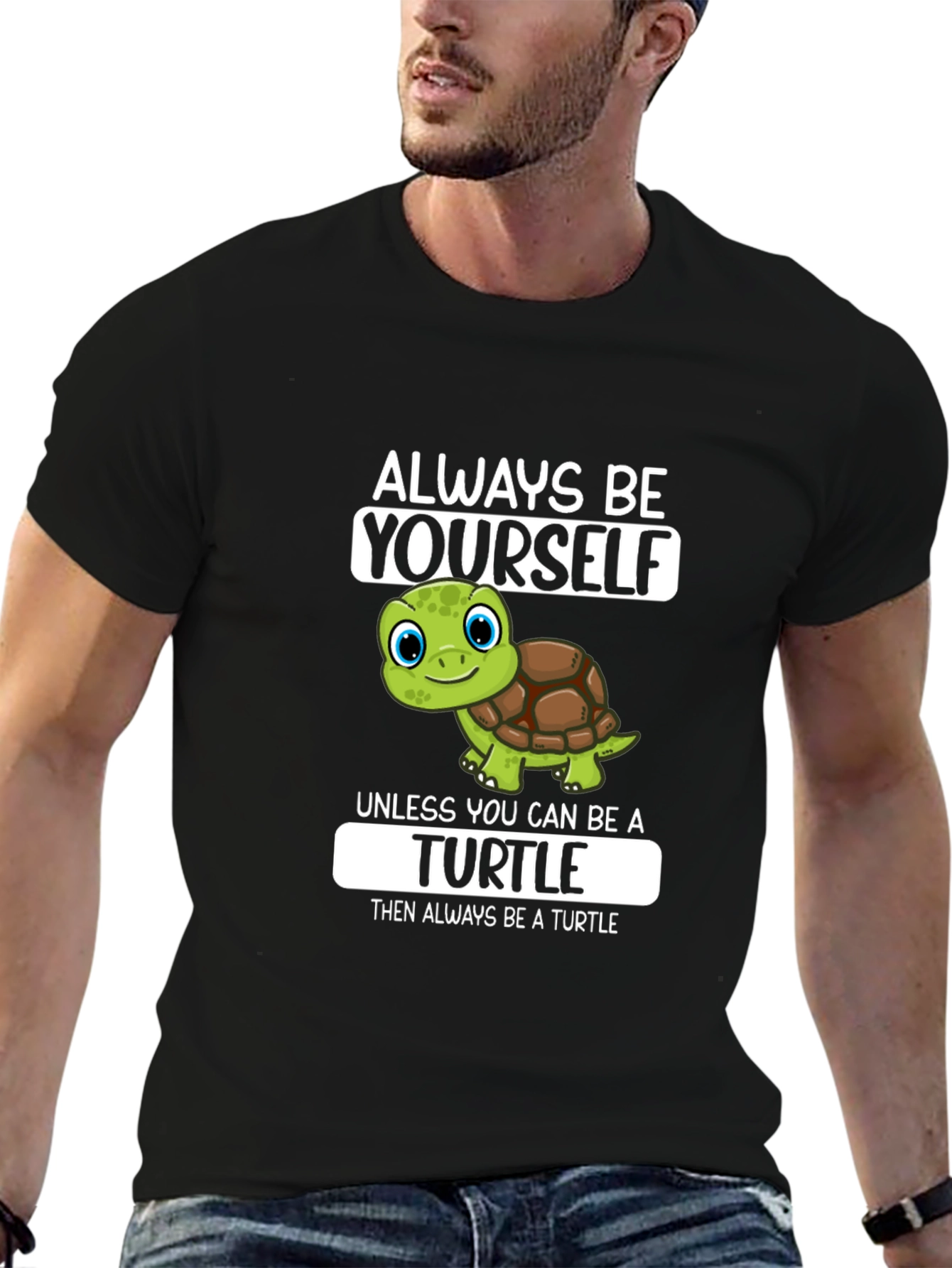 Black Always Be Yourself Turtle Graphic T-Shirt view 6