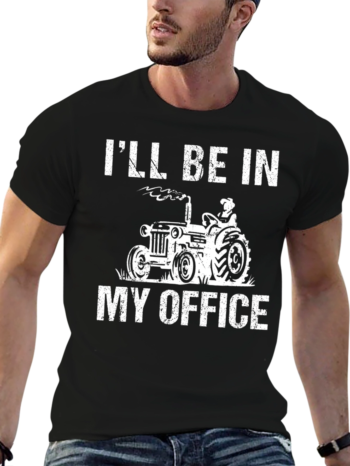 Black I'll Be In My Office Tractor T-Shirt - Funny Farm Tee view 6