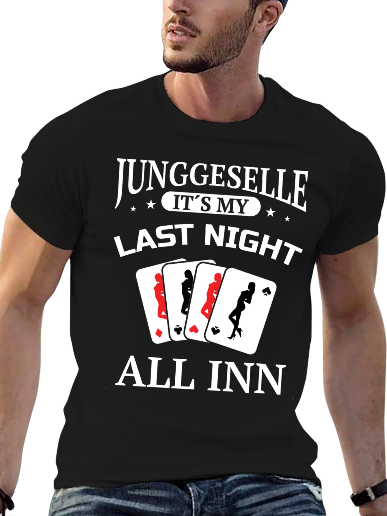 Black Junggeselle Last Night All Inn T-Shirt view 6