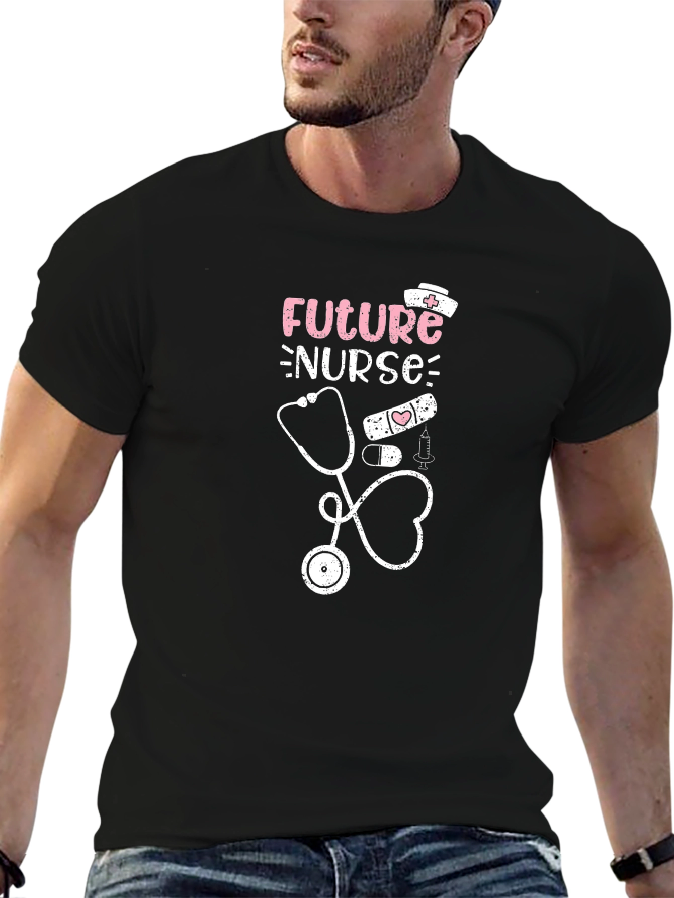 Black Future Nurse T-Shirt - Medical Profession Tee view 6