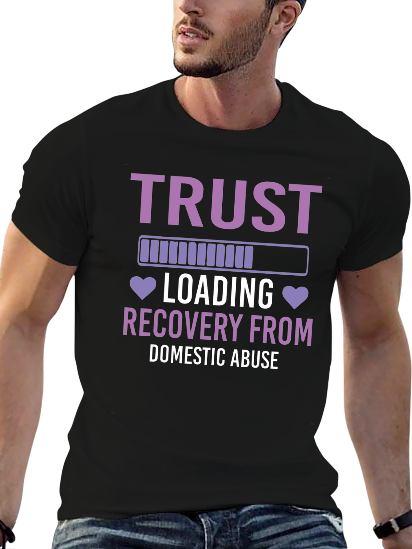 Black Trust Recovery Tee: Domestic Abuse Awareness view 6