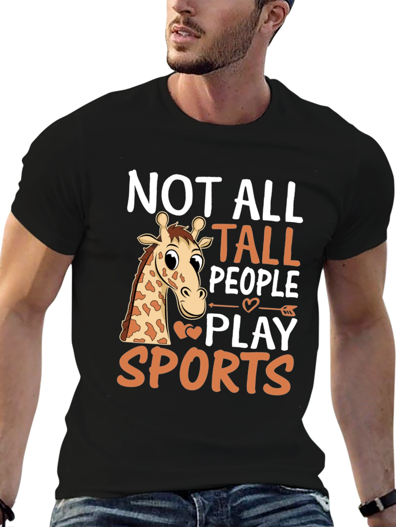 Black Funny Giraffe T-Shirt: Not All Tall People Play Sports view 6