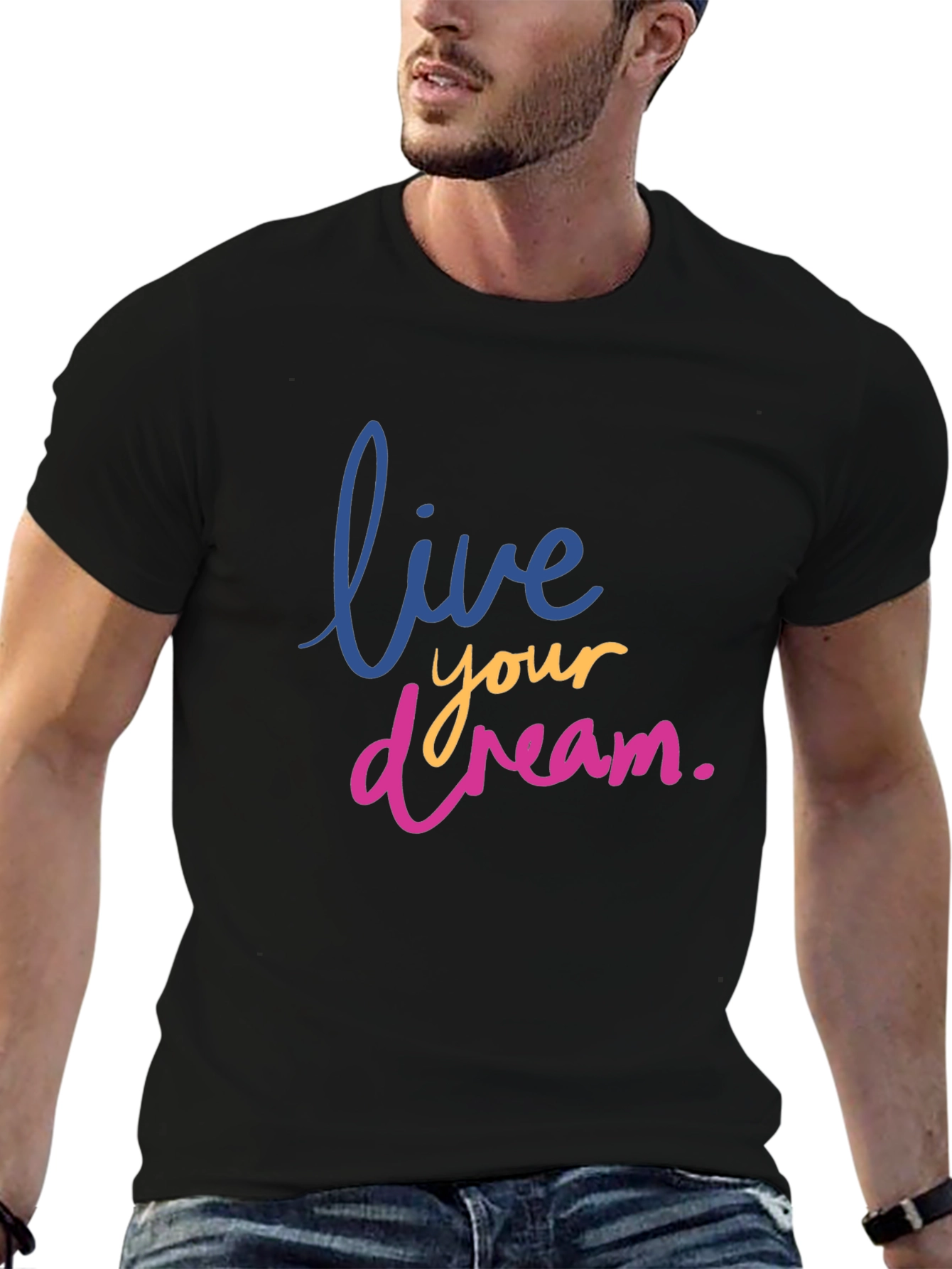 Black Live Your Dream T-Shirt - Black Graphic Tee view 6