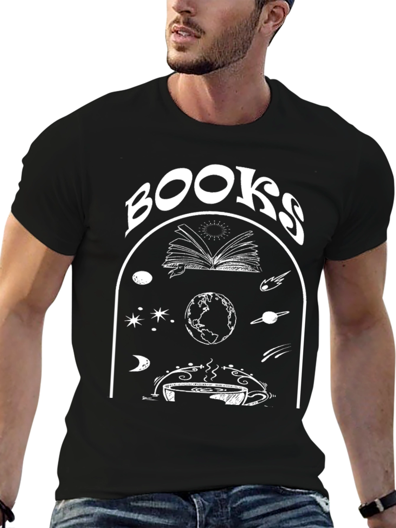 Black Books & Coffee T-Shirt - Cozy Reader Design view 6