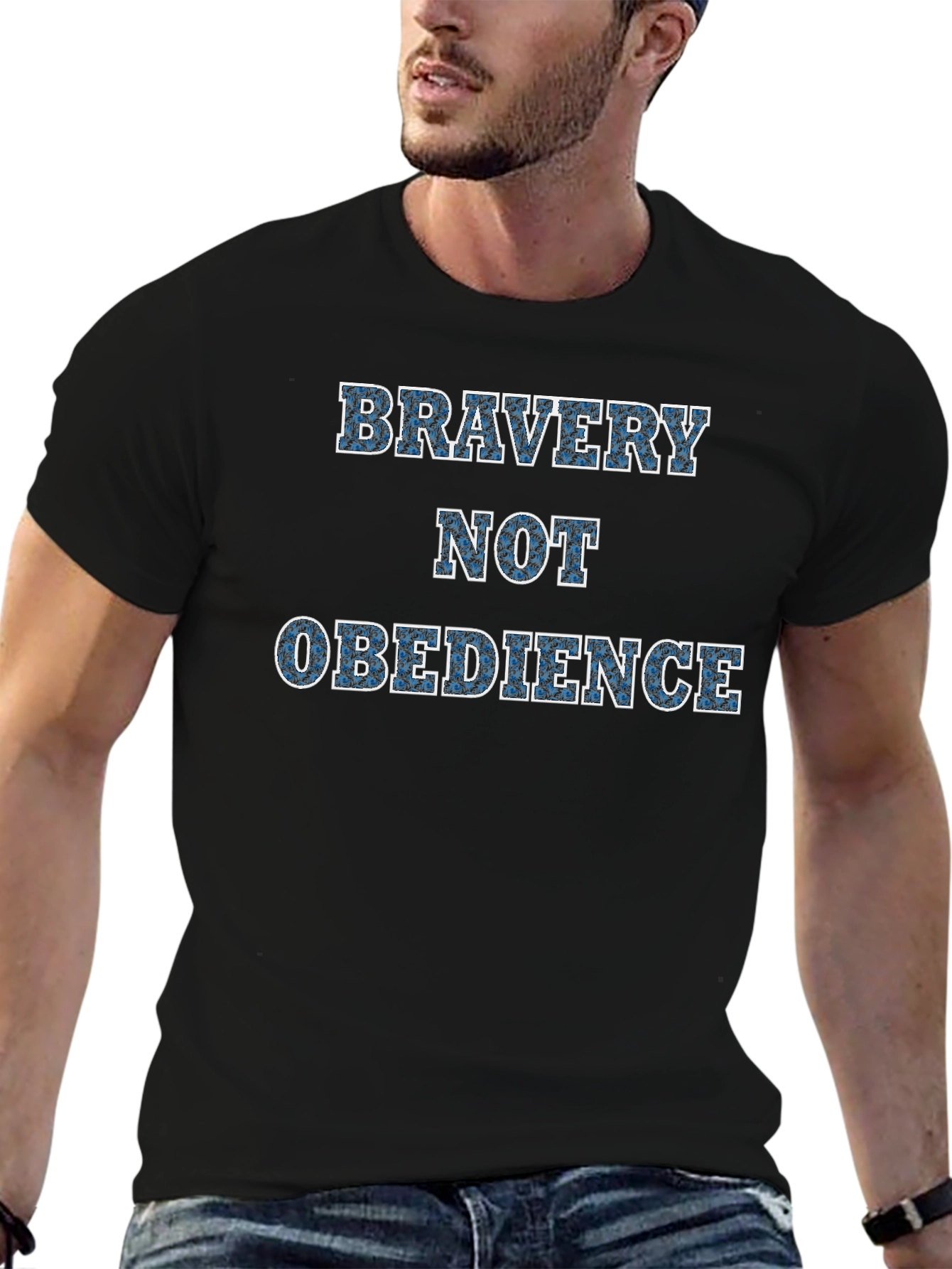 Black Bravery Not Obedience Graphic Tee view 6