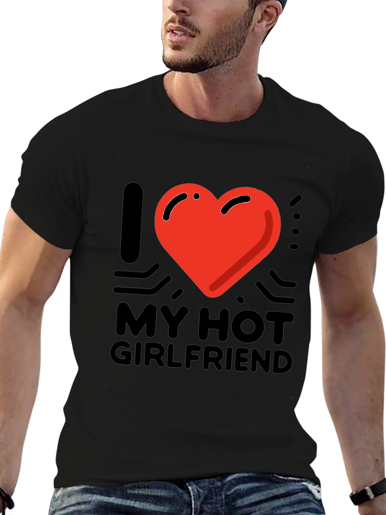 Black I Heart My Hot Girlfriend Graphic Tee - Black view 6