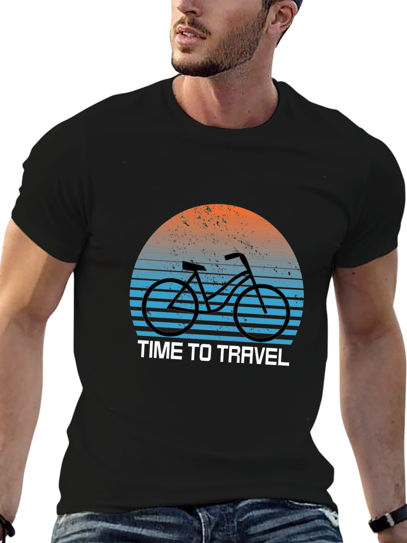 Black Time to Travel Bike Graphic T-Shirt view 6
