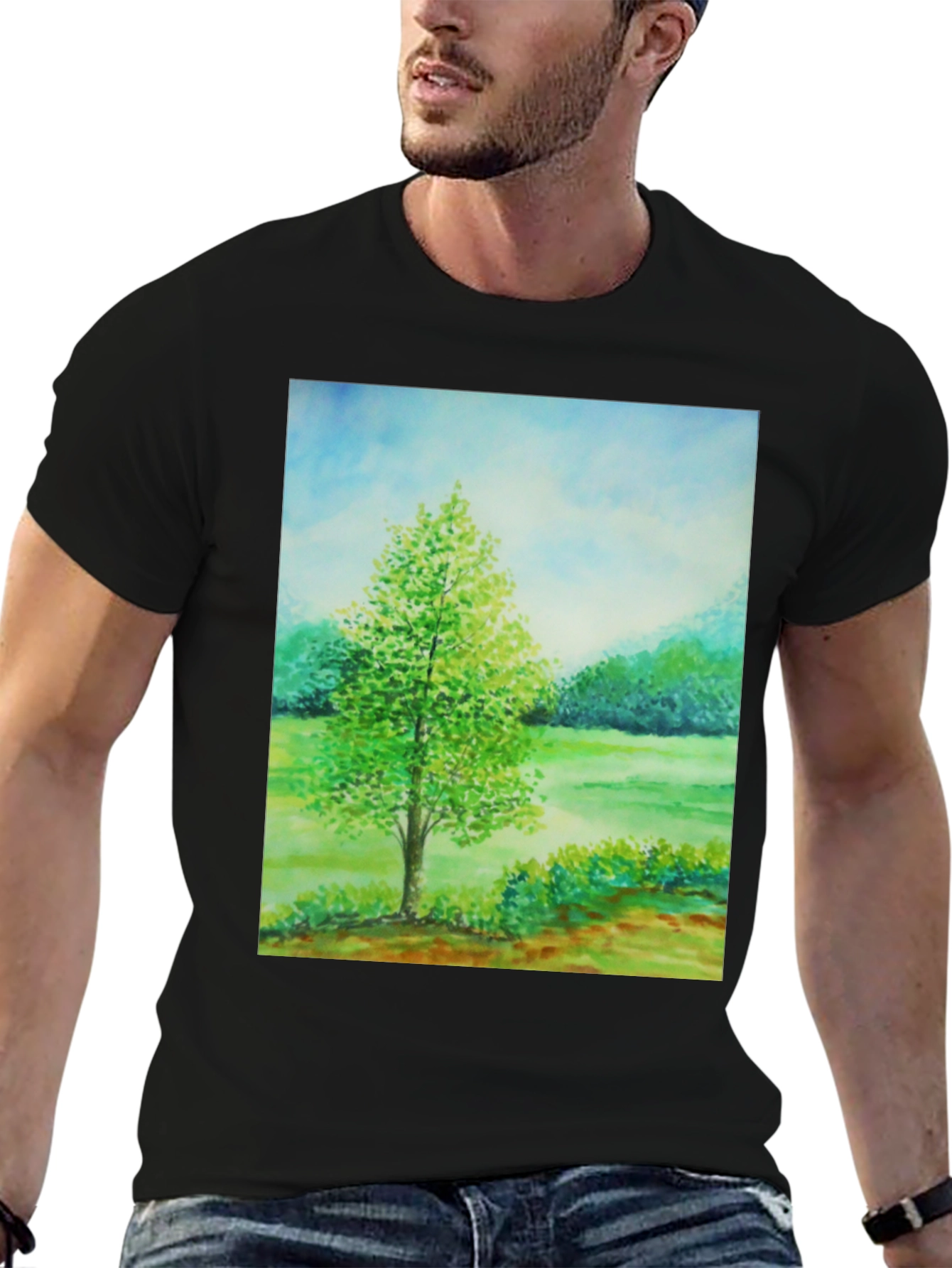 Nature Scene Graphic Tee - Black - 6