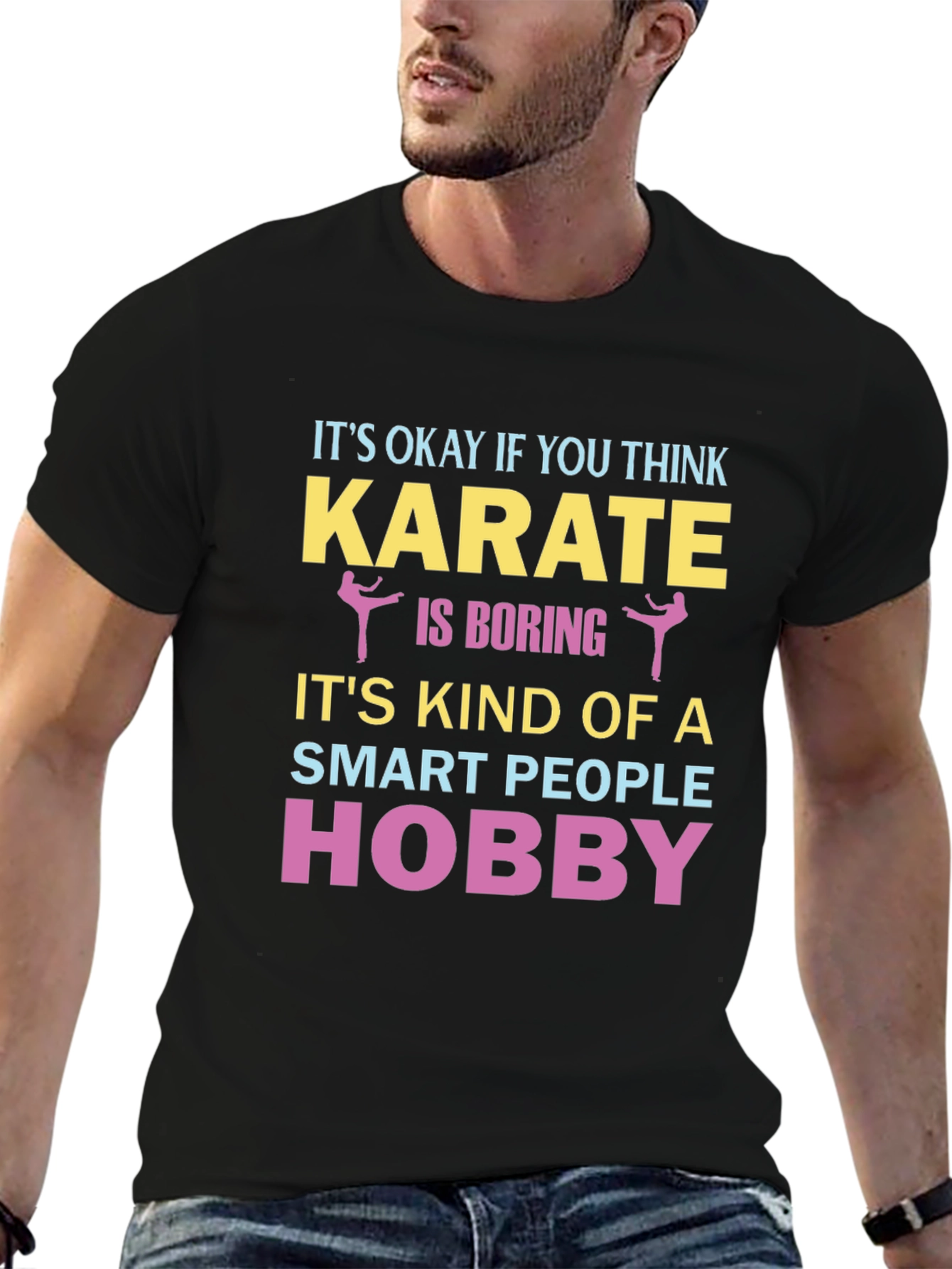 Black Karate Hobby T-Shirt - Smart People Design view 6