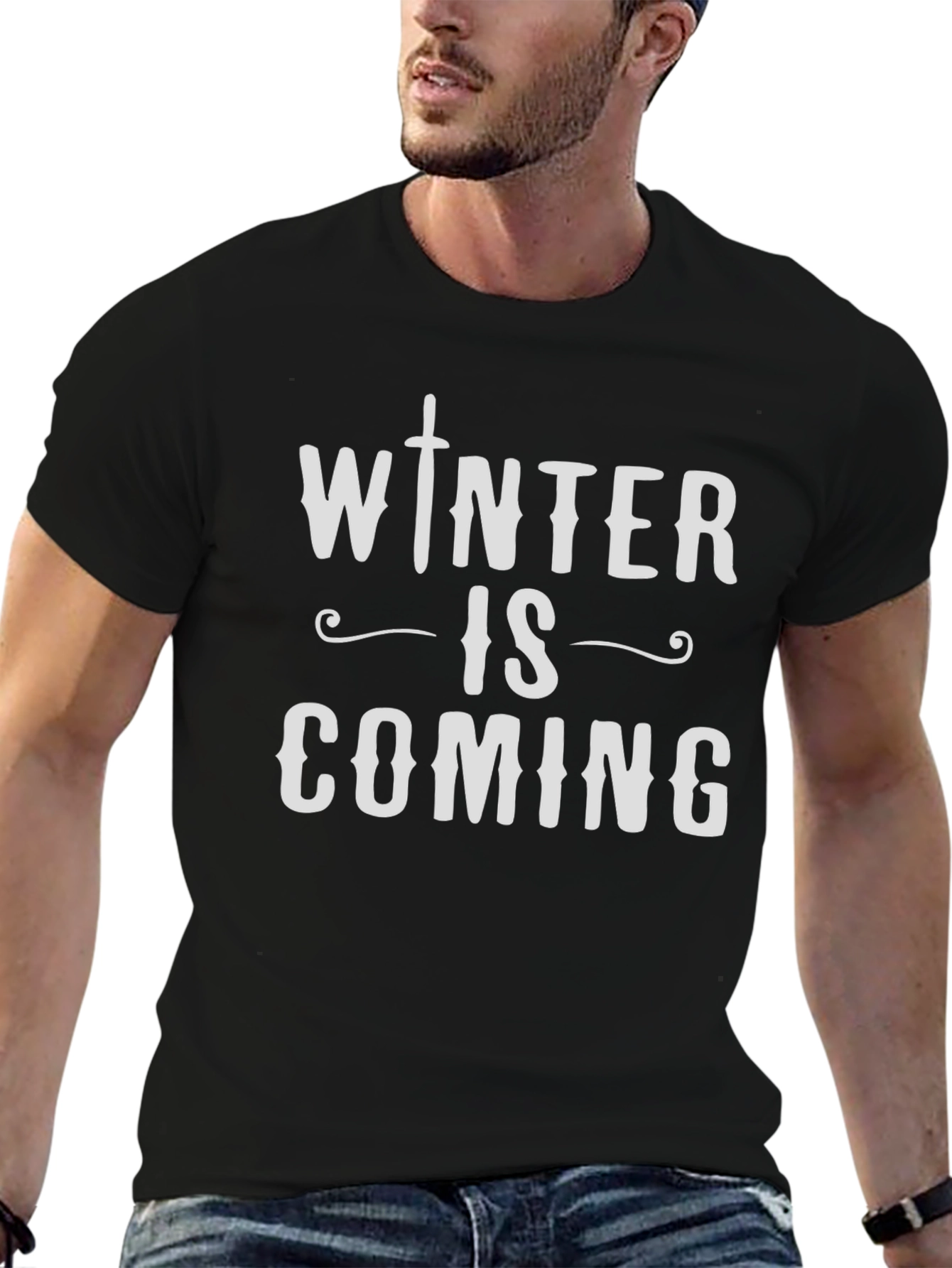 Black Winter is Coming Graphic Tee - Black Cotton Blend view 6