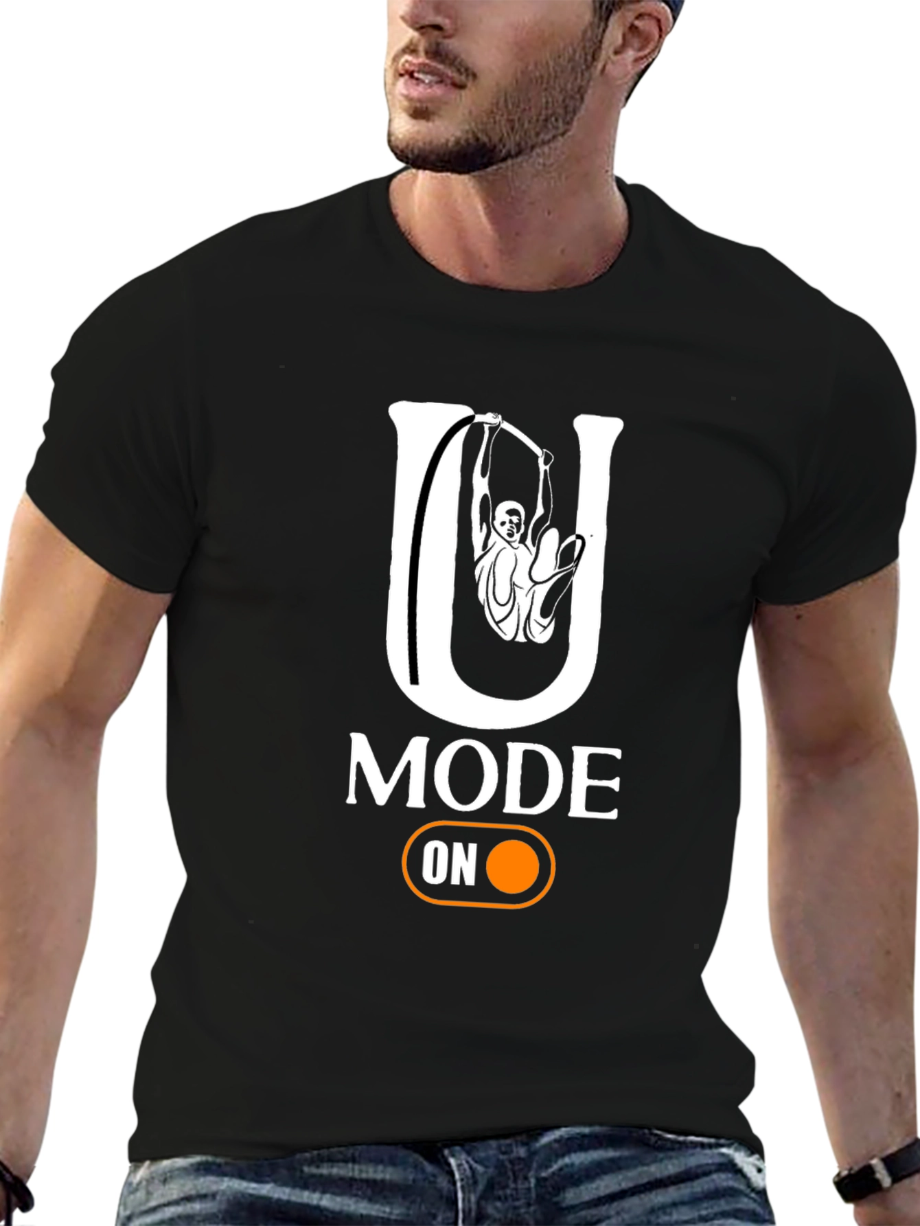 Black U Mode On Black T-Shirt view 6