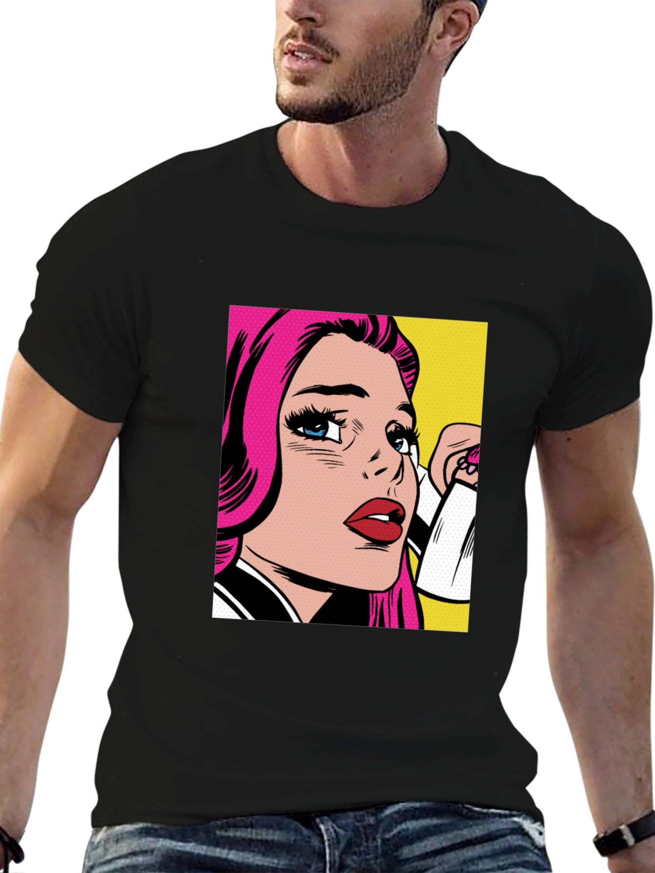 Black Pop Art Graphic Black T-Shirt view 6