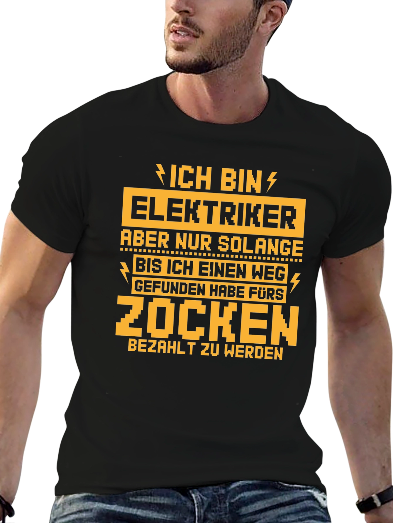 Black Electrician Gamer T-Shirt - Funny Novelty Tee view 6