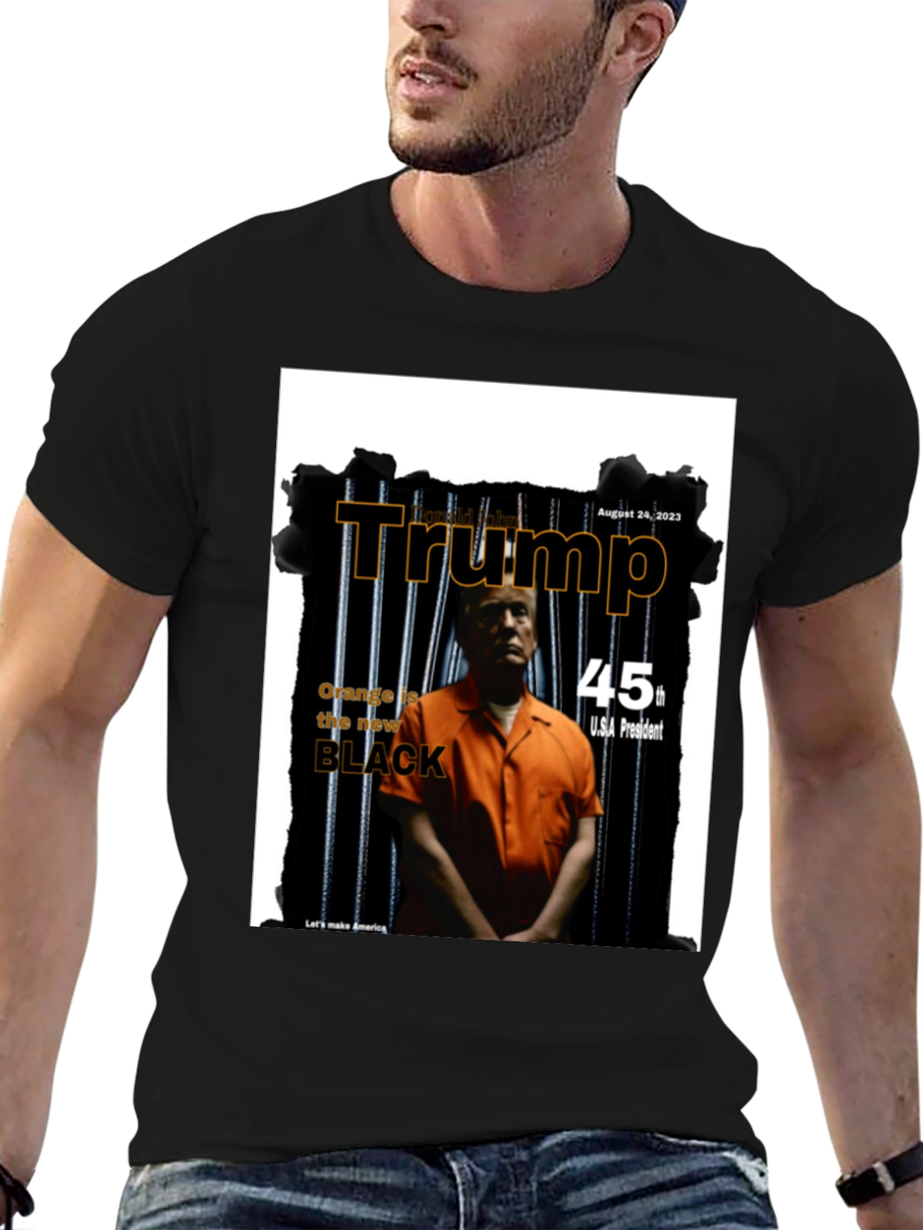 Black Trump Mugshot T-Shirt - Political Statement Tee view 6